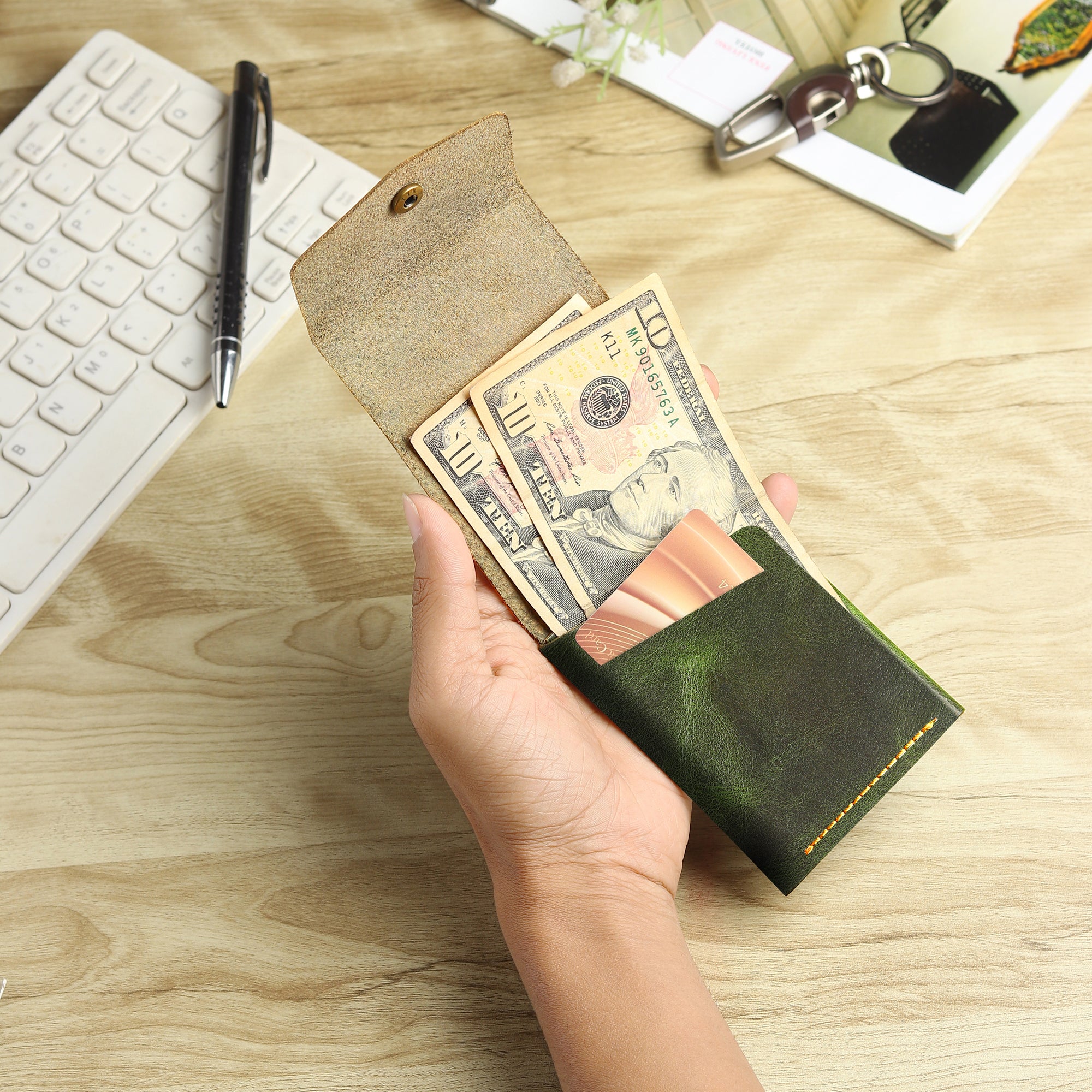 SmartFlip Genuine Leather Wallet – Slim Card Holder with Cash Compartment