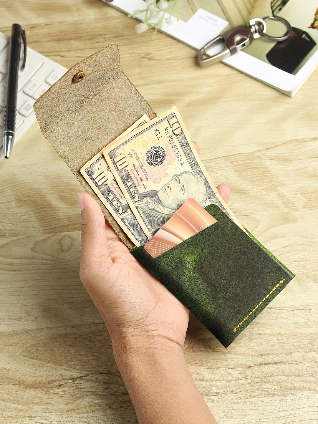 SmartFlip Genuine Leather Wallet – Slim Card Holder with Cash Compartment