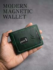 Men's Genuine Leather Magnetic Wallet - Card Holder with Cash Compartment