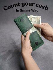 Men's Genuine Leather Magnetic Wallet - Card Holder with Cash Compartment