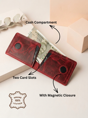 Men's Genuine Leather Magnetic Wallet - Card Holder with Cash Compartment