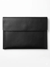 Minimalist Leatherite Laptop Sleeve with Snap Button Closure – Slim Protective Case (Black)