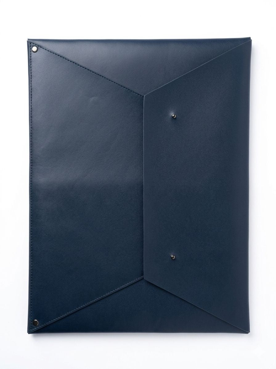 Premium Leatherite Laptop Sleeve with Button Flap – Slim Protective Case (Navy Blue)
