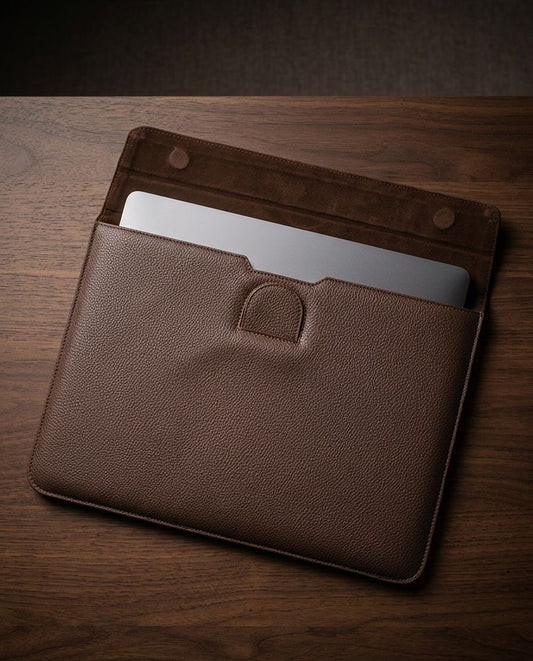 Premium Leatherite Laptop Sleeve – Slim Protective Case with Magnetic Closure (Brown)