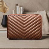 Quilted Leatherite Laptop Sleeve with Zipper – Slim Protective Case
