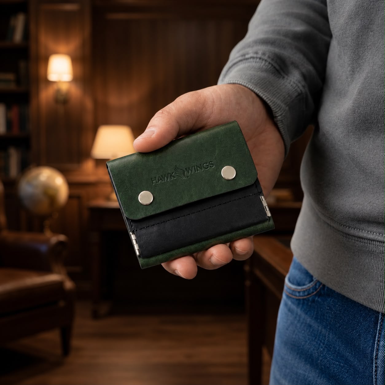 CoinClip Men’s Minimalist Leather Wallet
