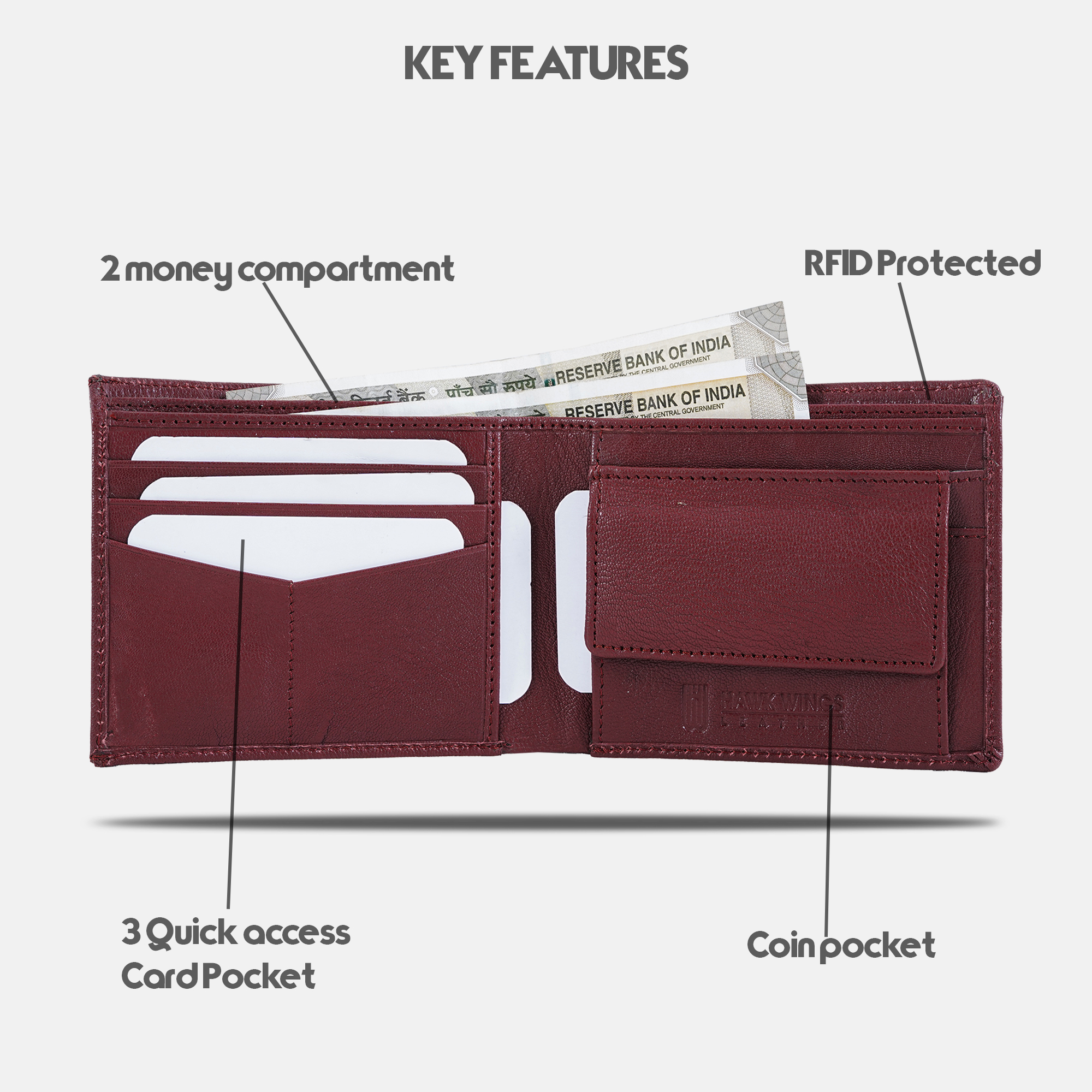 Leather Belt Wallet Combo For Men Maroon-asset-668