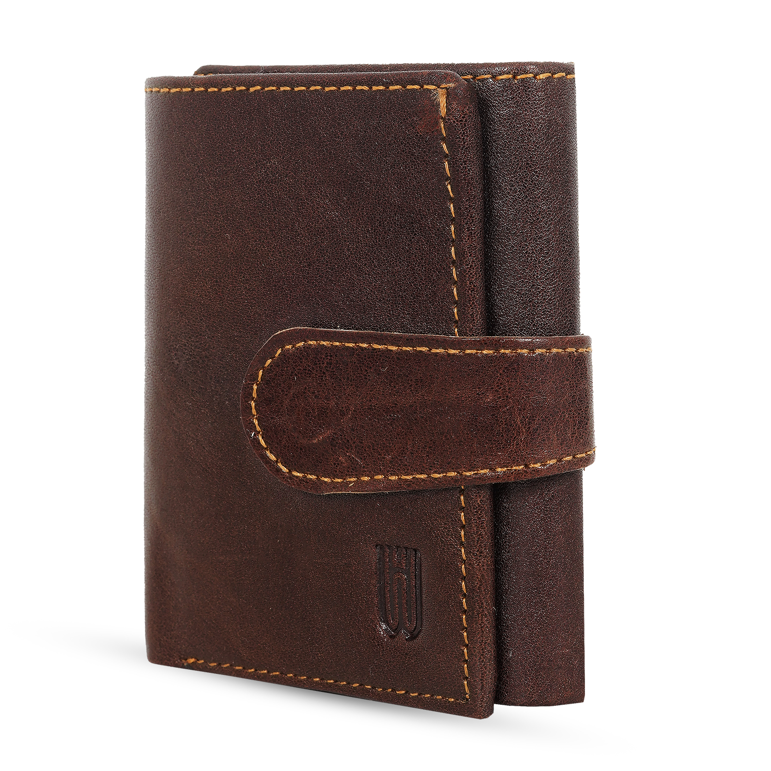 Genuine leather Men 3 fold wallet  (BROWN)-asset-621