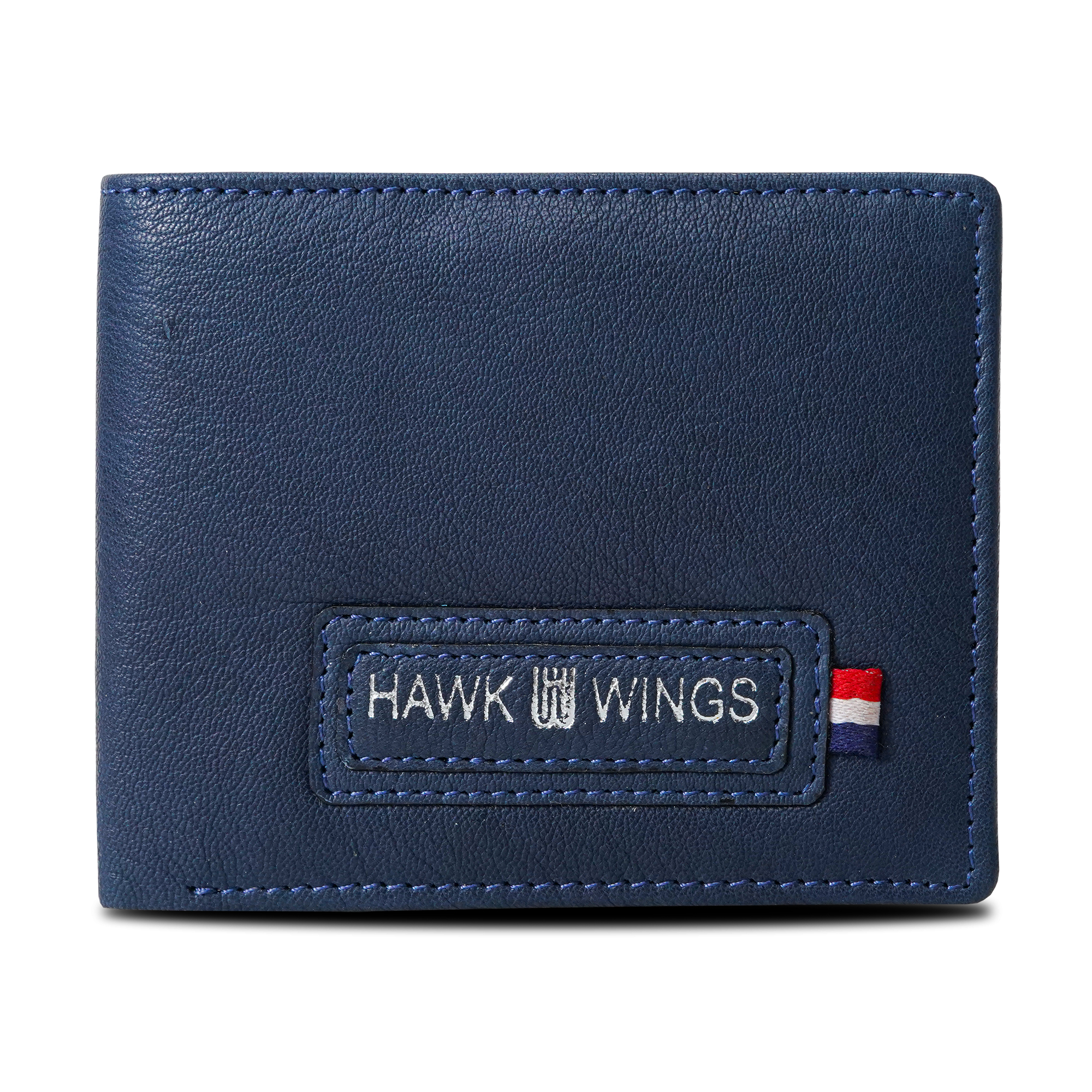 Men Blue Leather Two Fold Wallet
