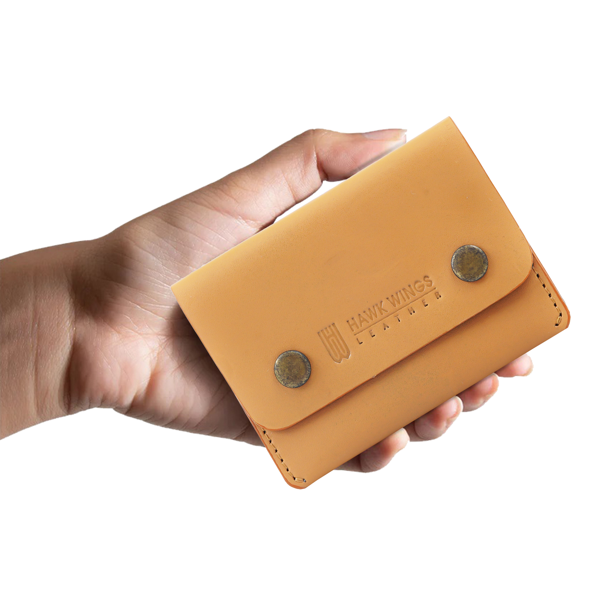 Leather Riveted Wallet for Men and Women | Tan