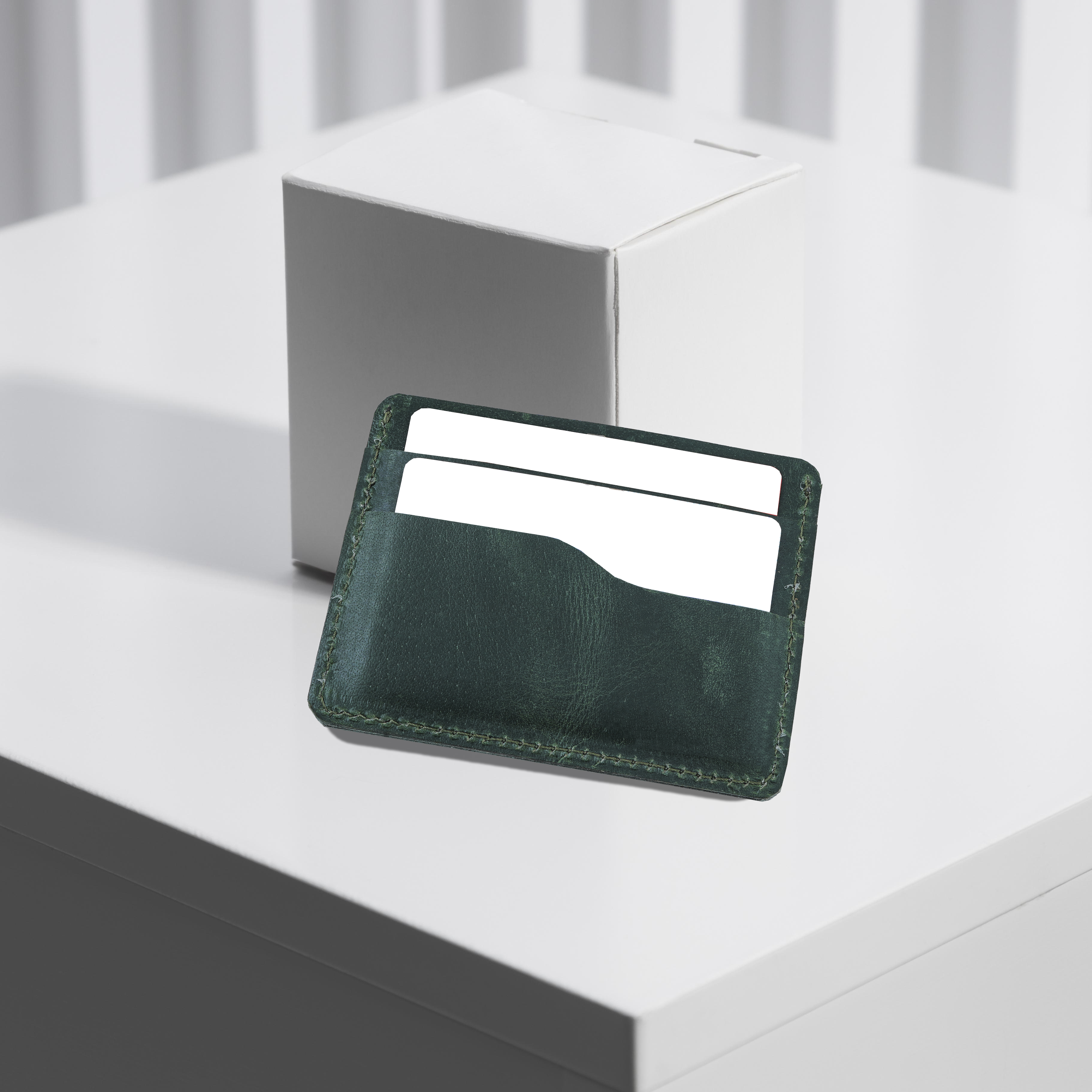 Genuine Leather Credit Card Holder  (Green)-asset-302