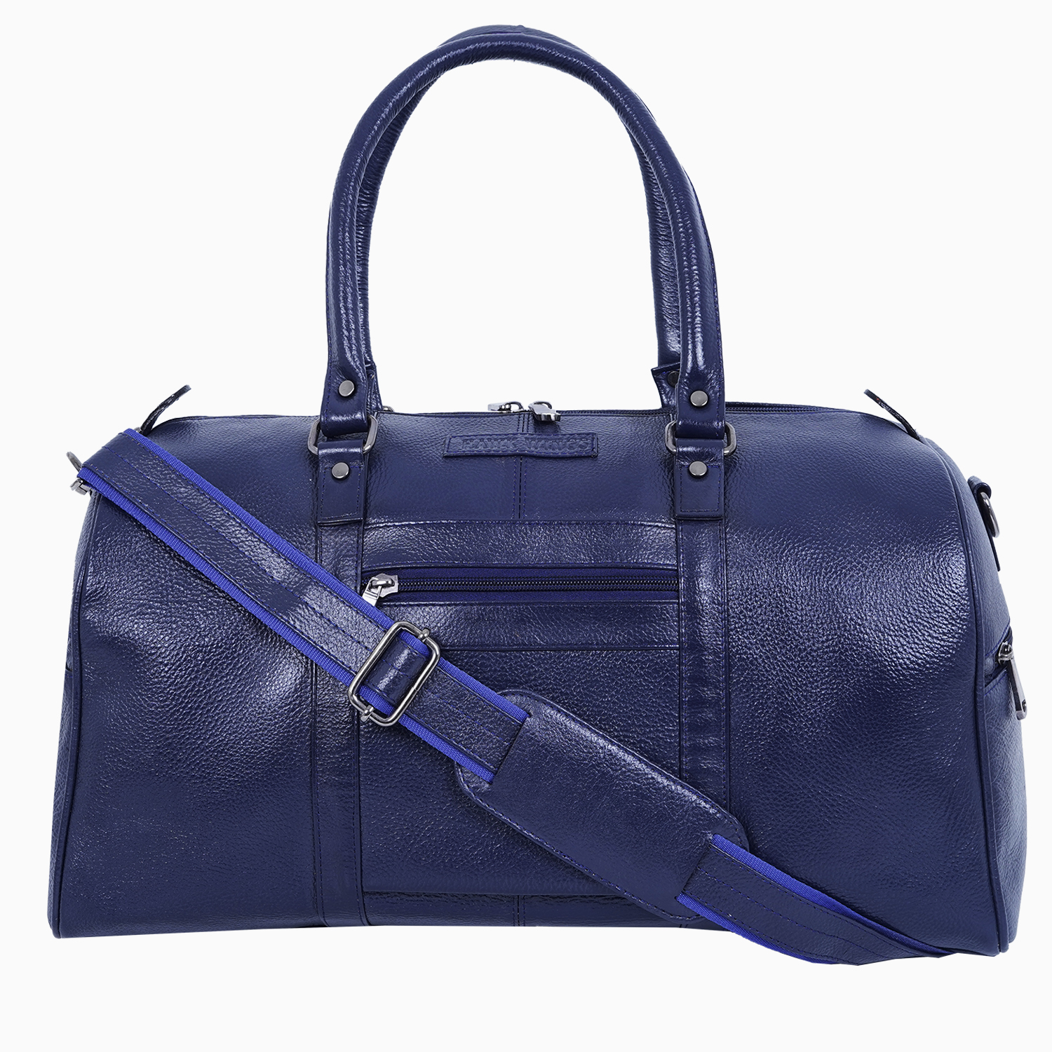  Leather Travel Duffle Bag for Men Women - Leather Duffel Carry on Overnight Weekender Bags (Blue)-asset-201