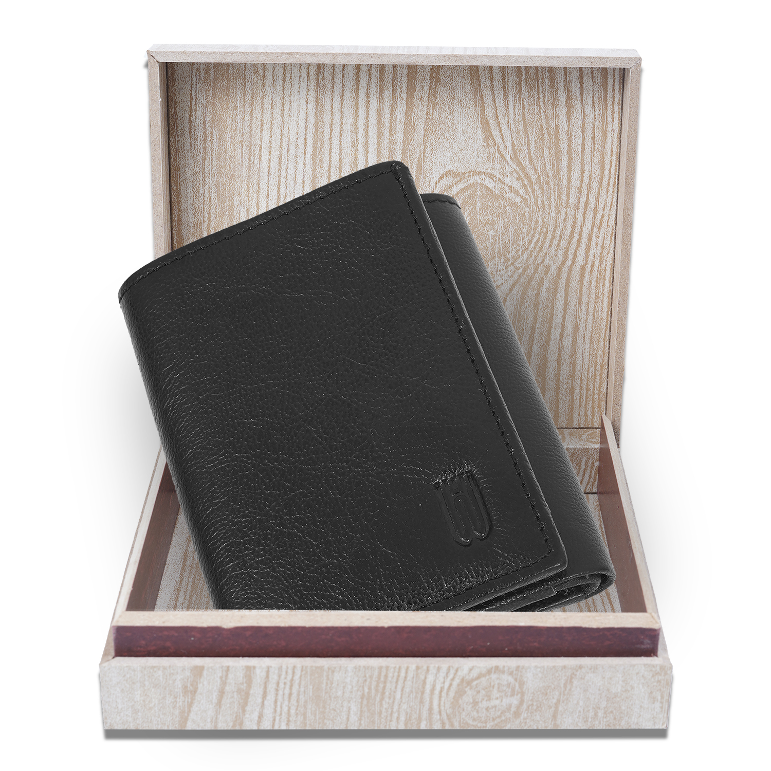 Genuine leather men wallet with 7 card slots (BLACK)
