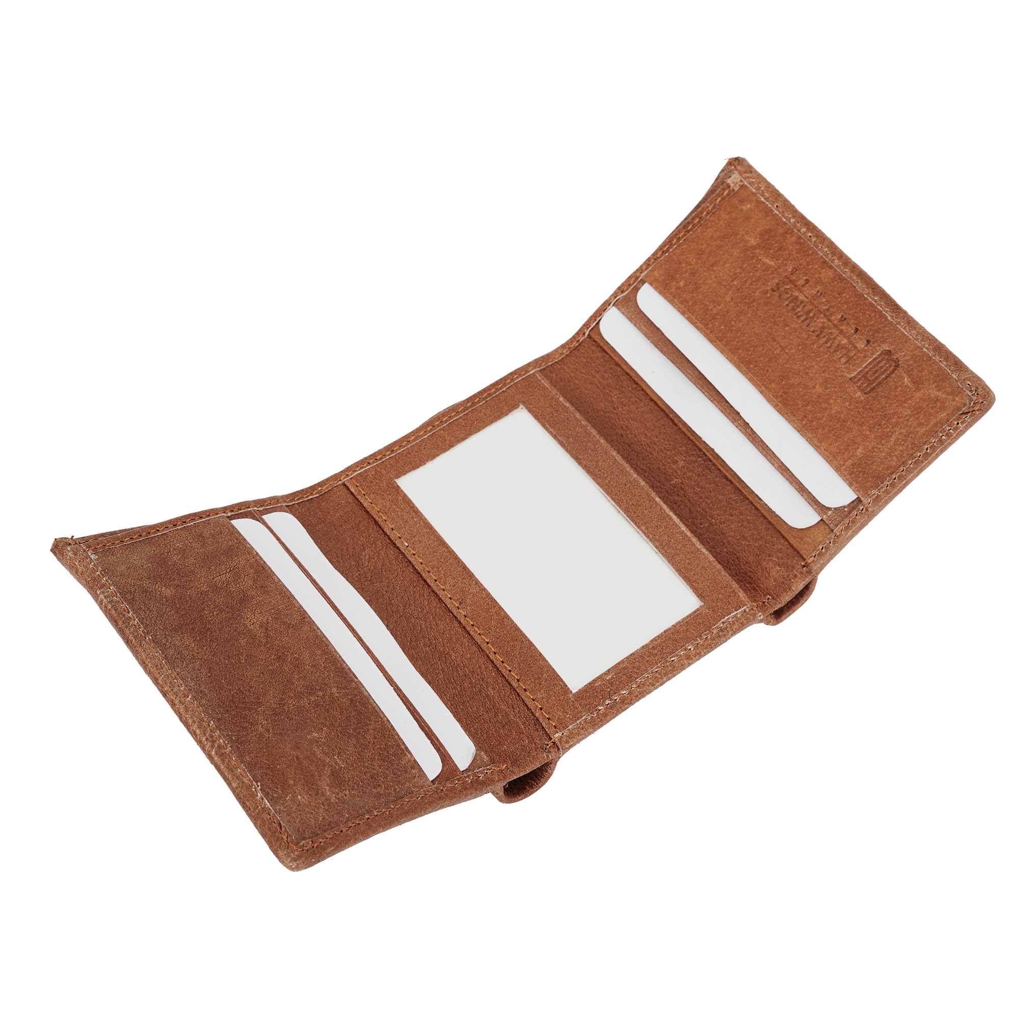 Genuine leather 3 fold wallet with 7 card slots ( TAN)-asset-643