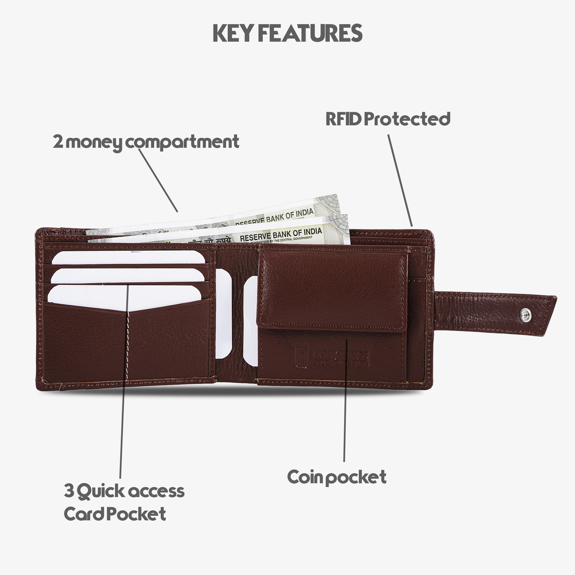 Leathers Men Maroon RFID Protected Two Fold Wallet-asset-399