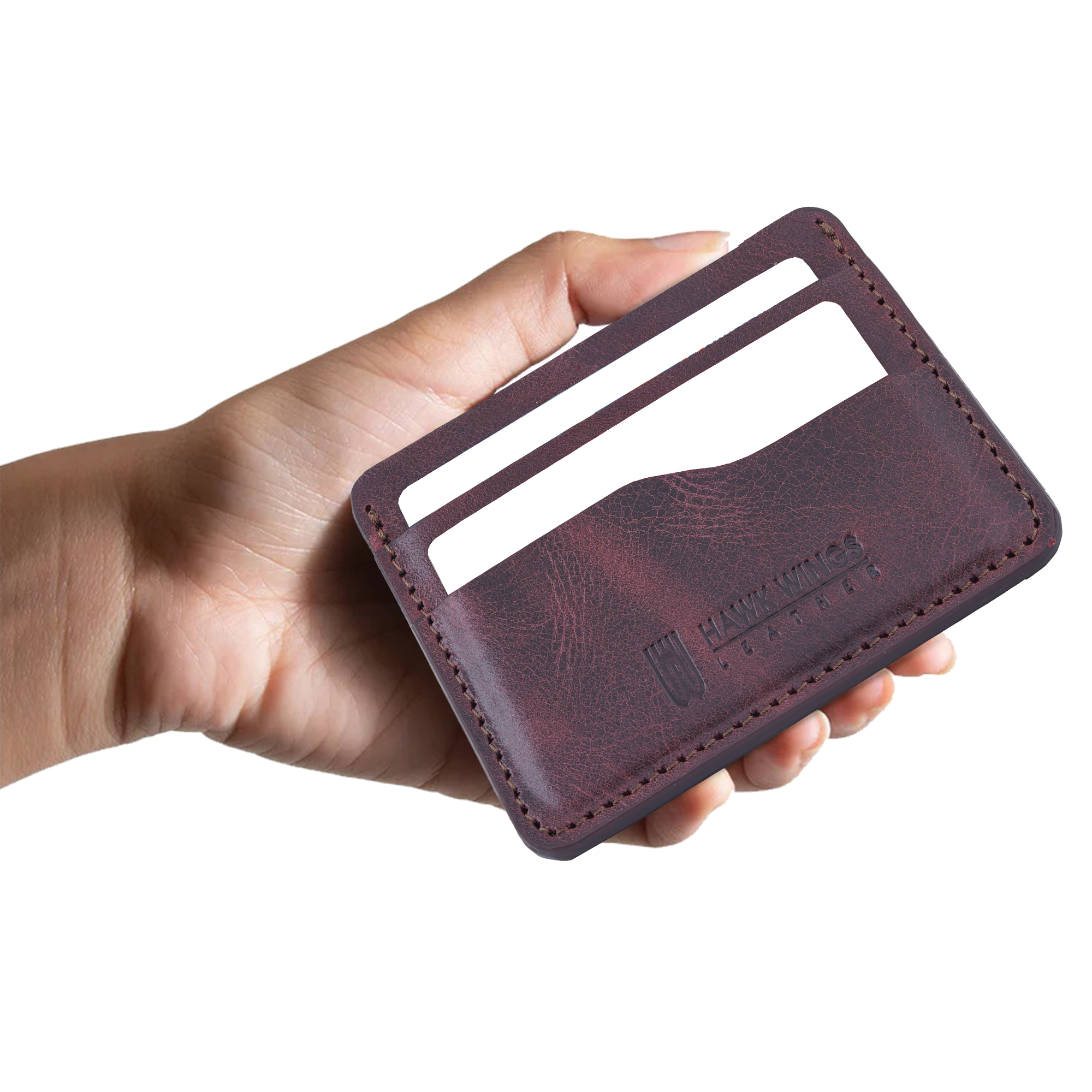 Genuine Leather Credit Card Holder (Maroon)-asset-307