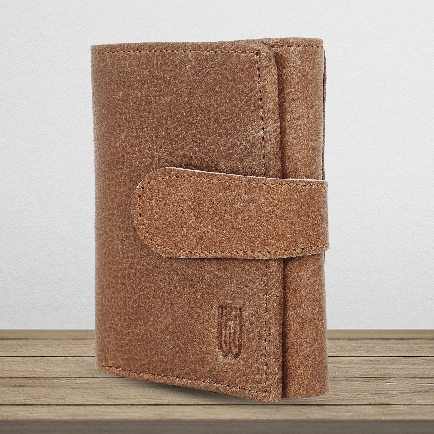 Genuine leather 3 fold wallet with 7 card slots ( TAN)-asset-647