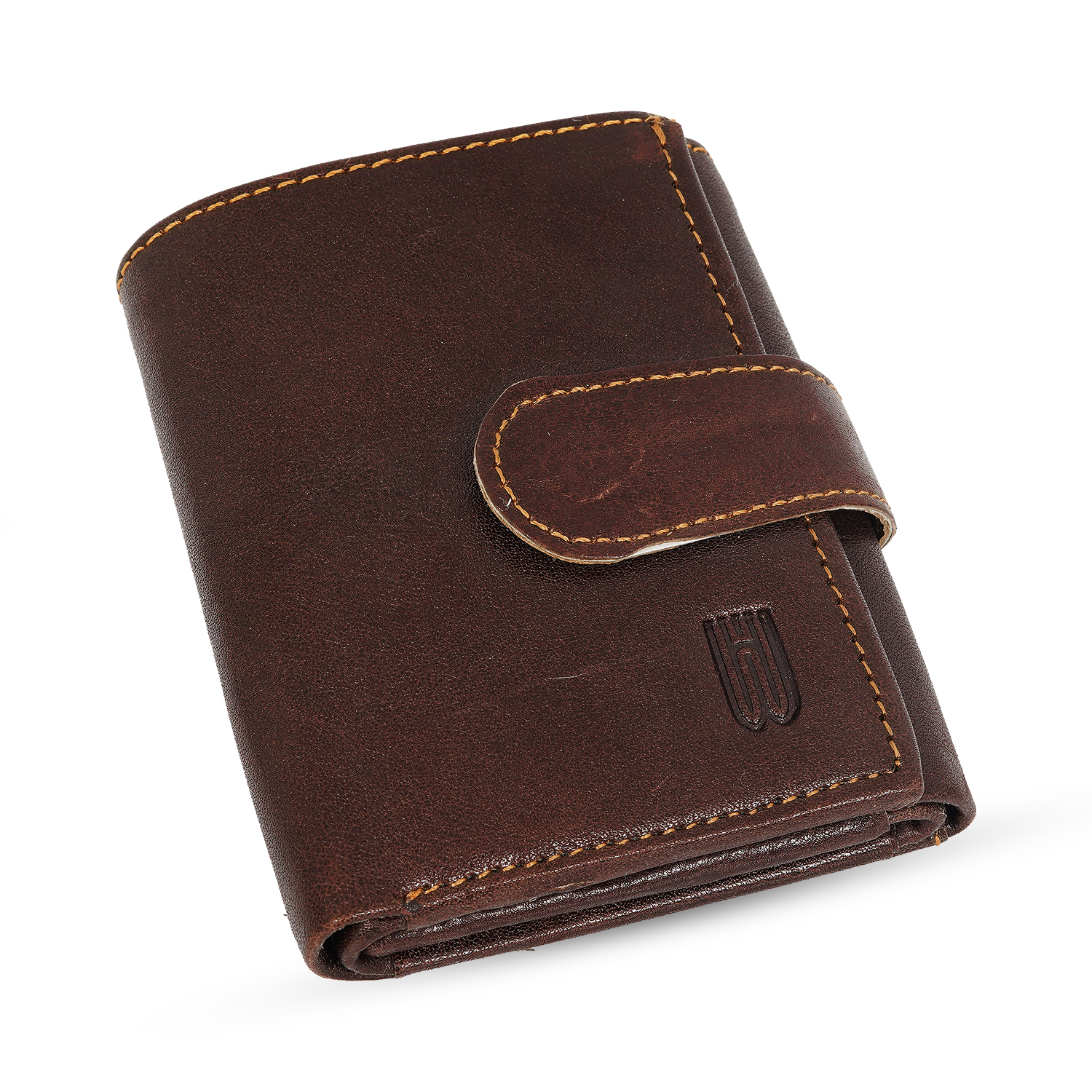 Genuine leather Men 3 fold wallet  (BROWN)-asset-622