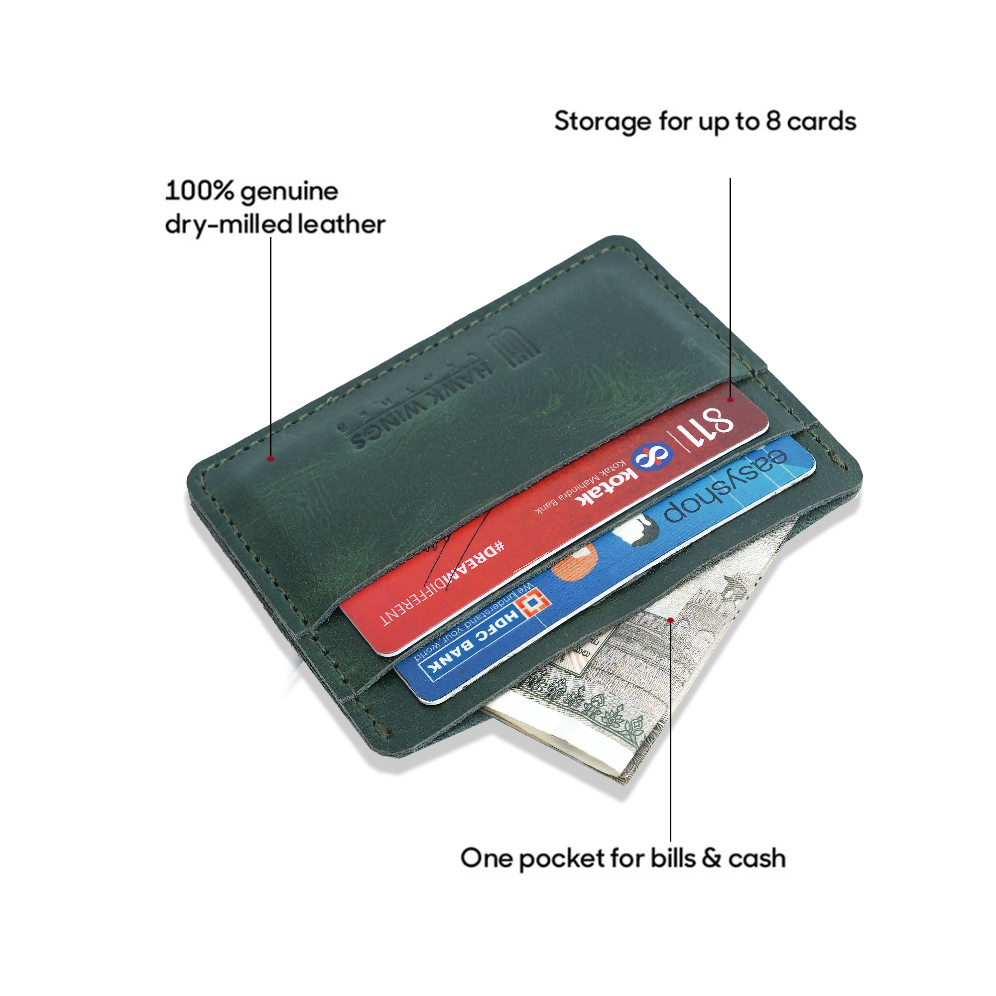 Genuine Leather Credit Card Holder  (Green)-asset-300
