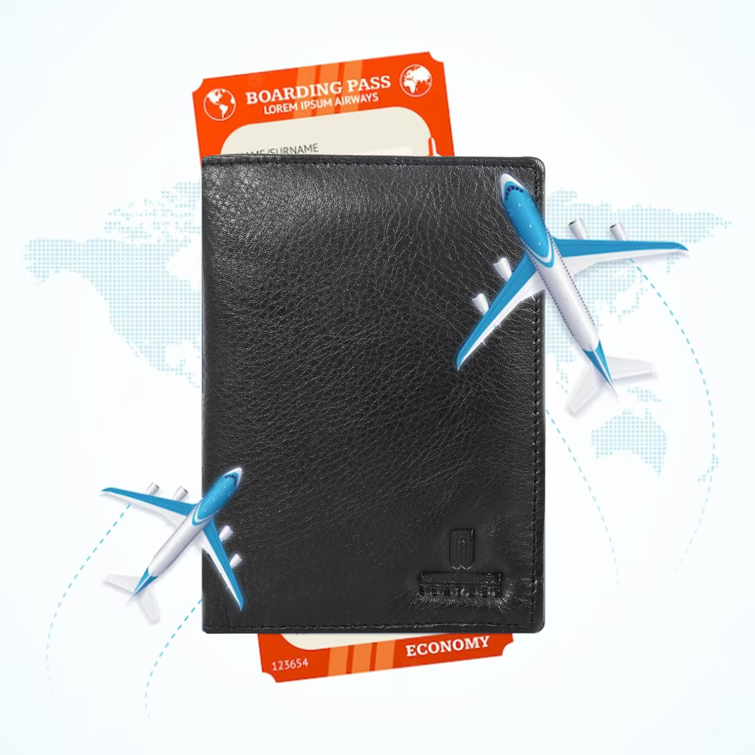  Genuine Leather  Card Holder||Travel Passport Holder (BLACK)-asset-592