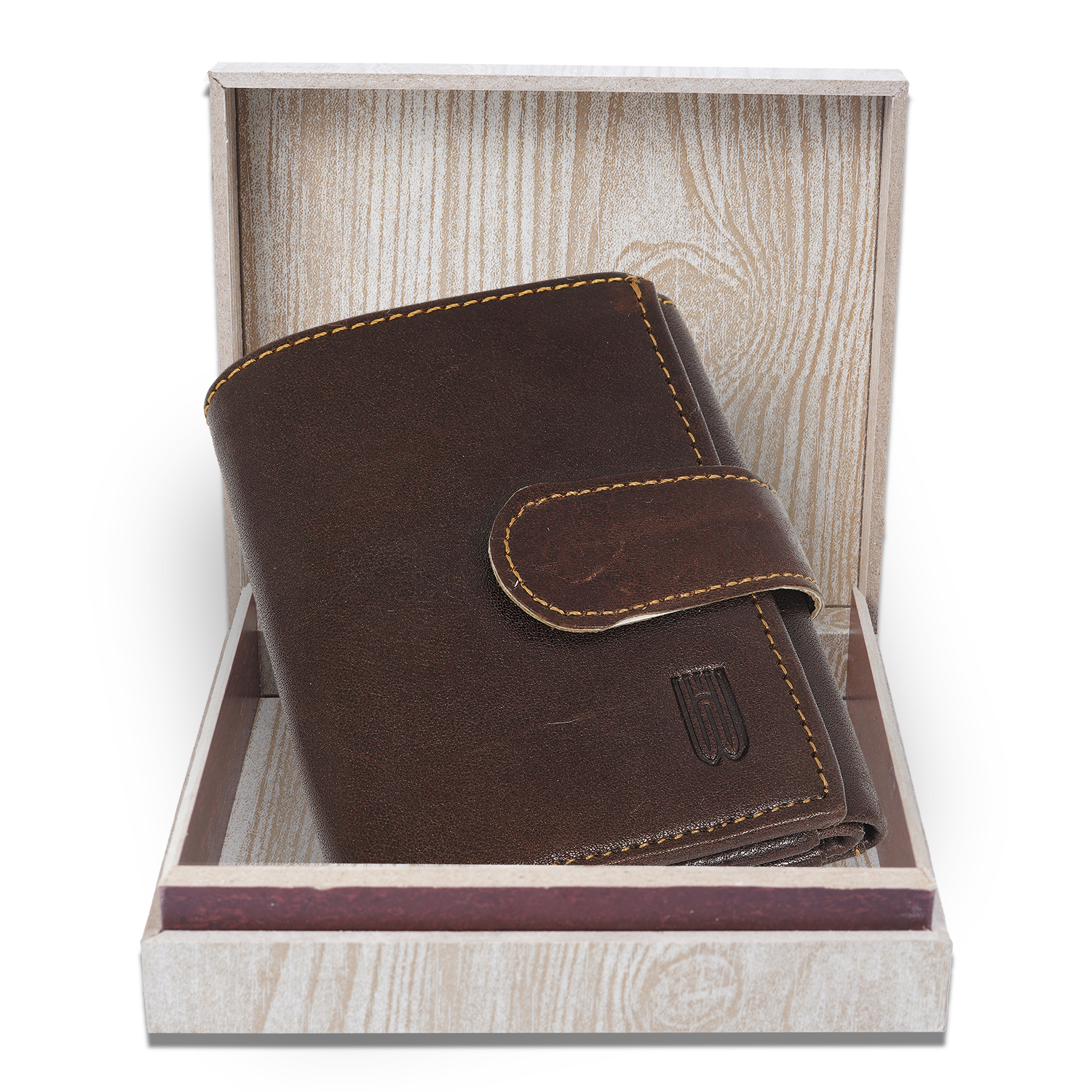 Genuine leather Men 3 fold wallet  (BROWN)-asset-630