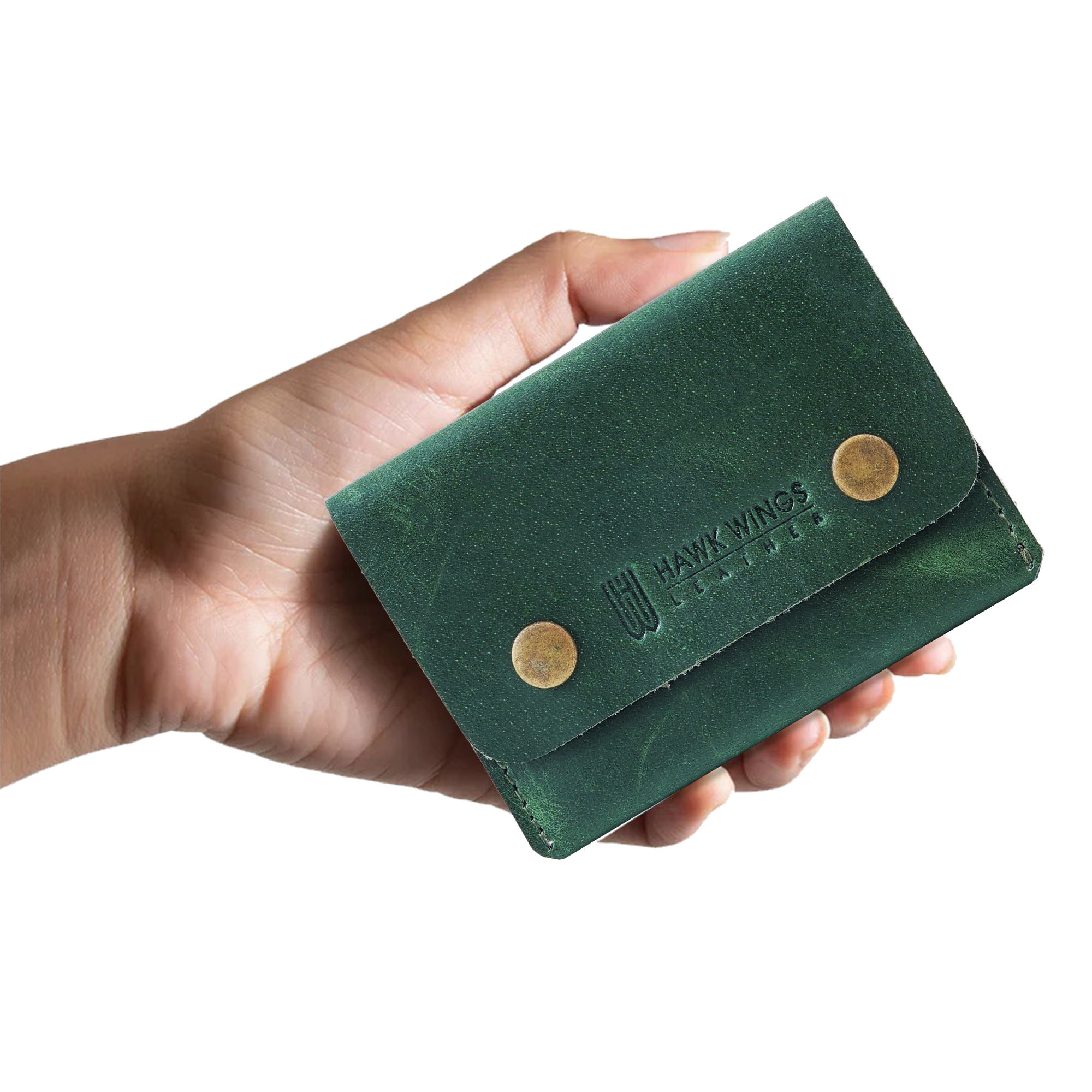 Leather Riveted Wallet for Men and Women | Green-asset-327