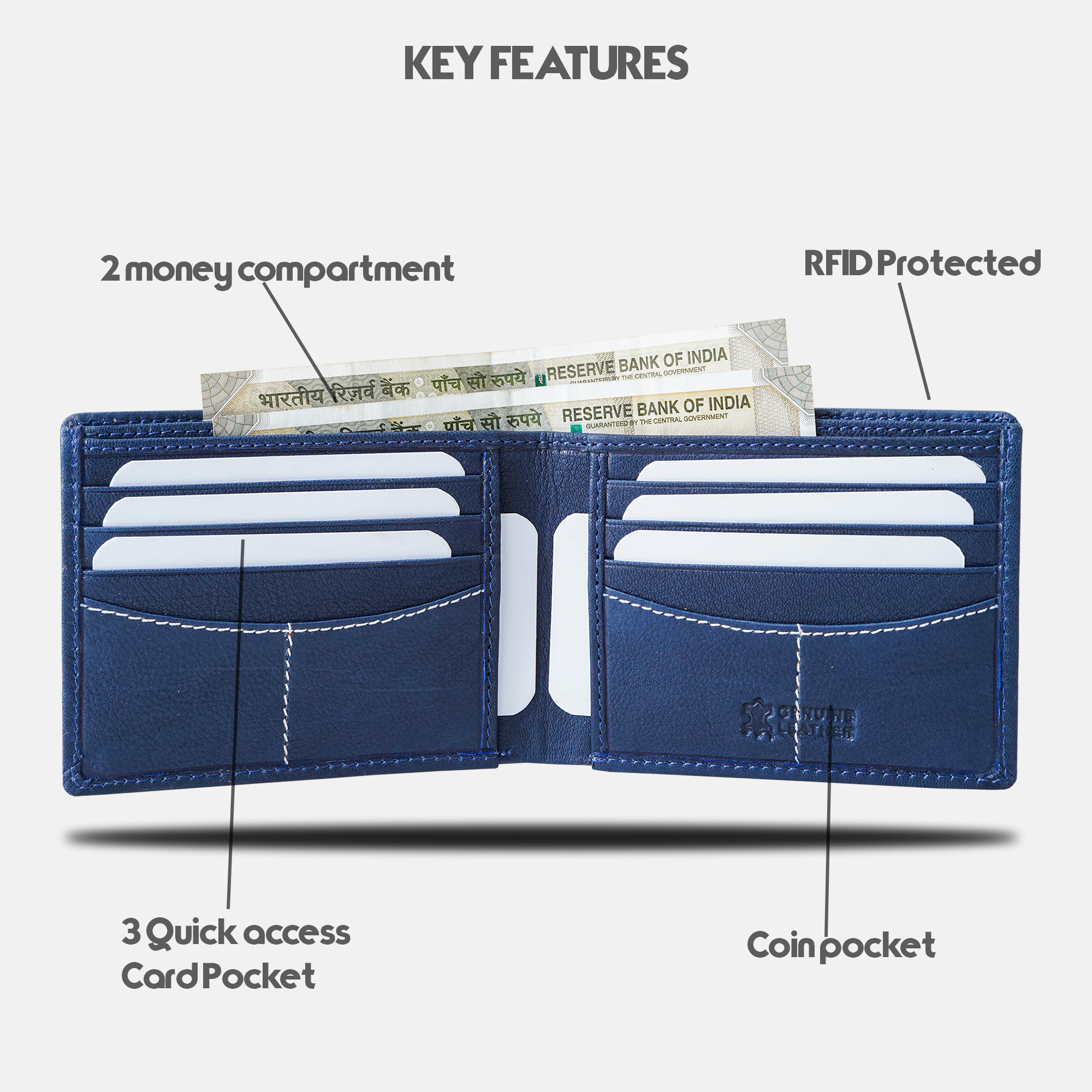 Men Blue Leather Two Fold Wallet-asset-376