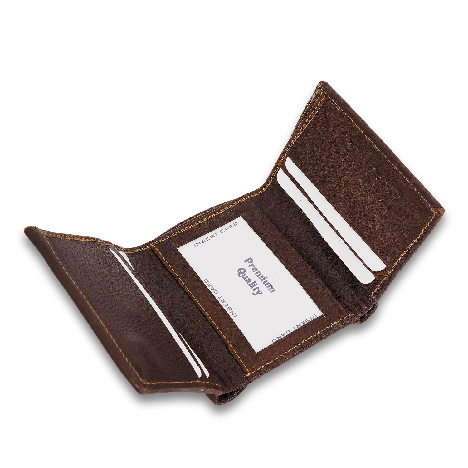 Genuine leather Men 3 fold wallet  (BROWN)-asset-623