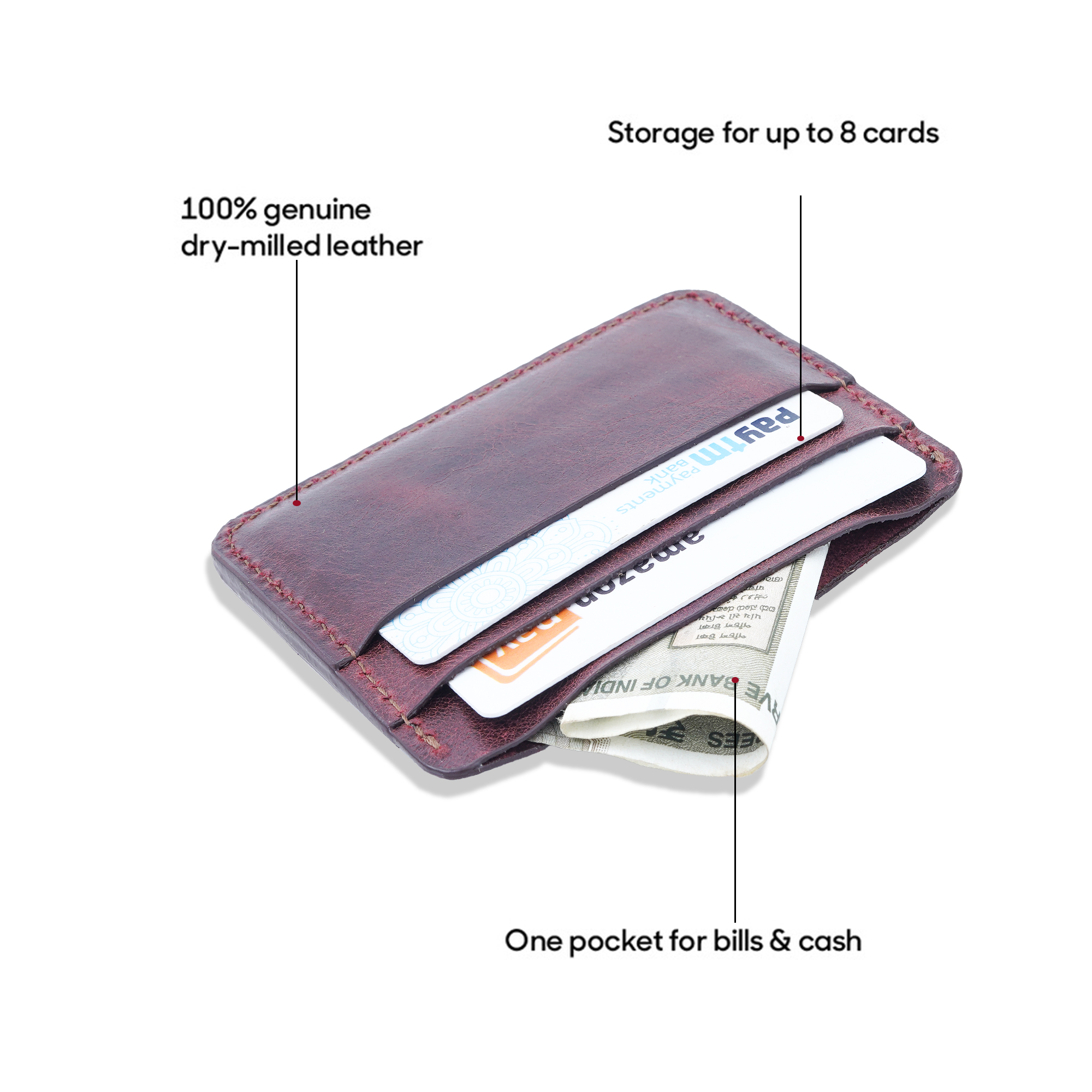 Genuine Leather Credit Card Holder (Maroon)-asset-306