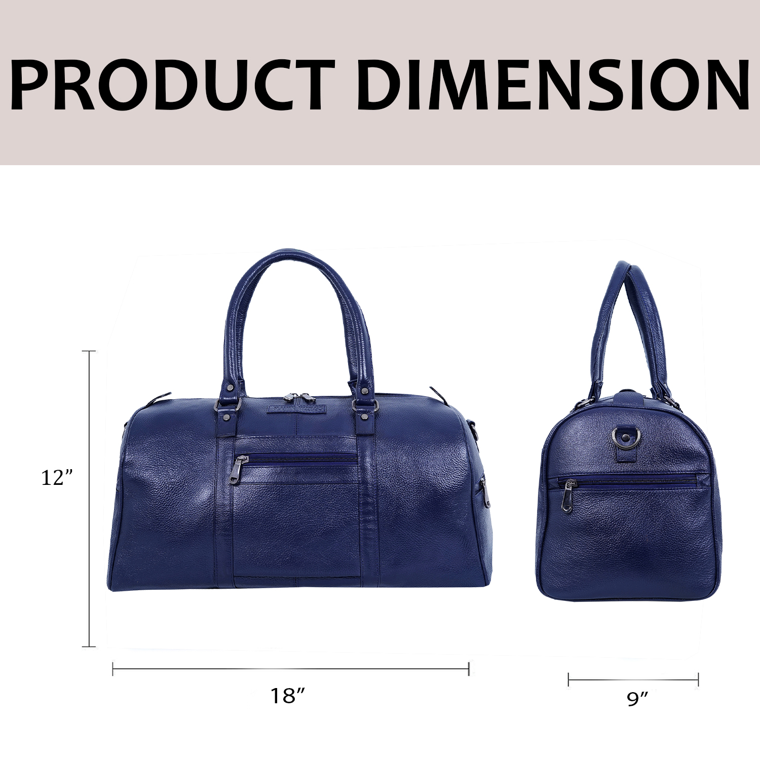  Leather Travel Duffle Bag for Men Women - Leather Duffel Carry on Overnight Weekender Bags (Blue)