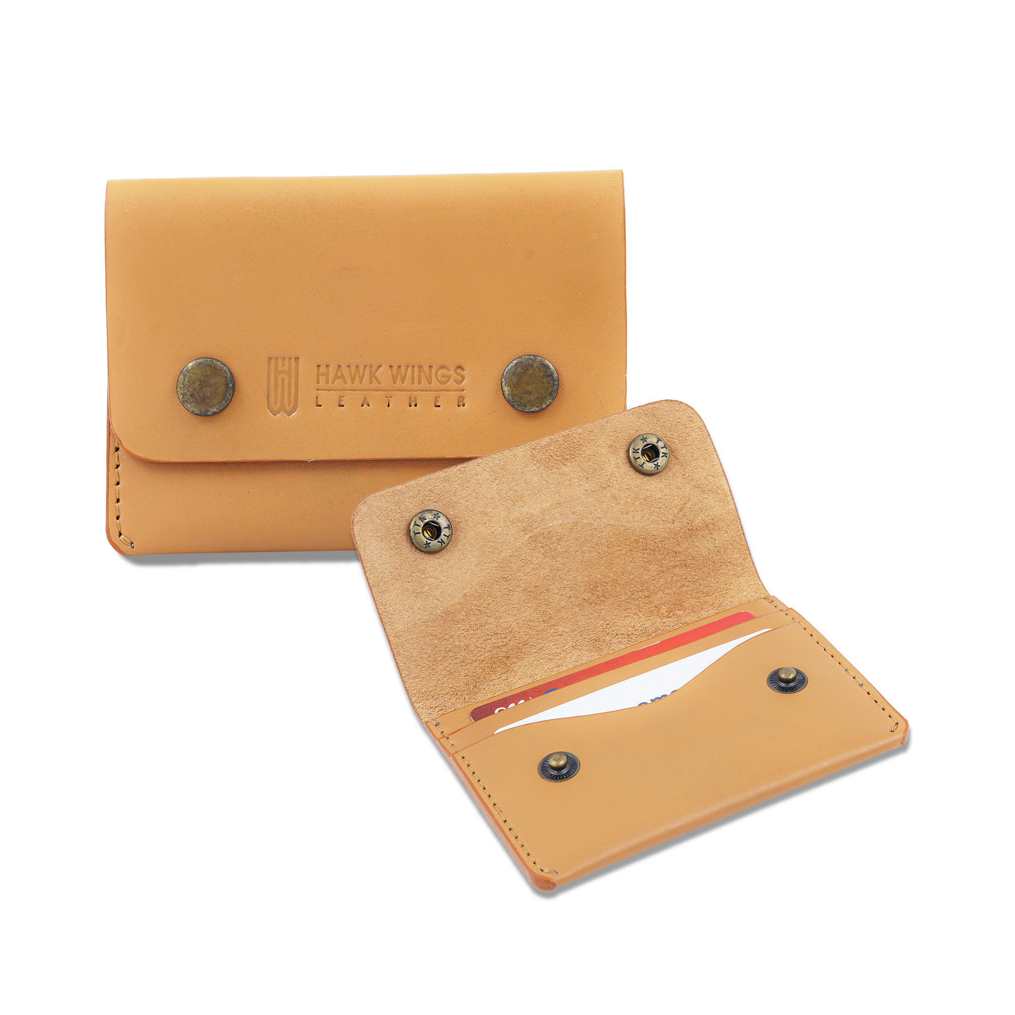 Leather Riveted Wallet for Men and Women | Tan-asset-318