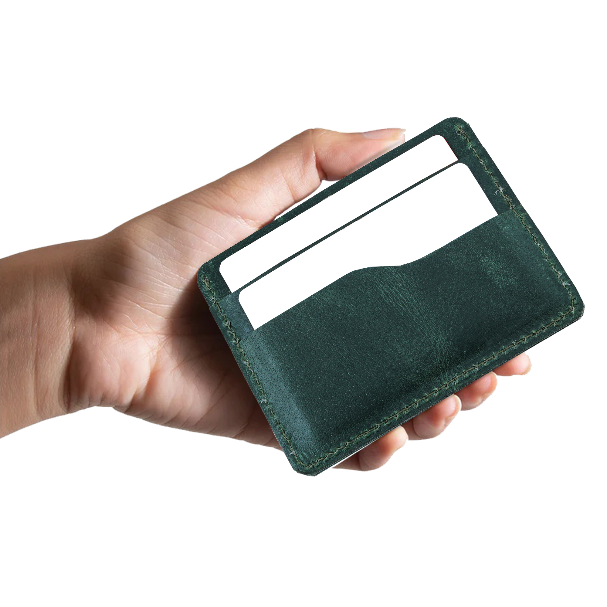 Genuine Leather Credit Card Holder  (Green)-asset-301