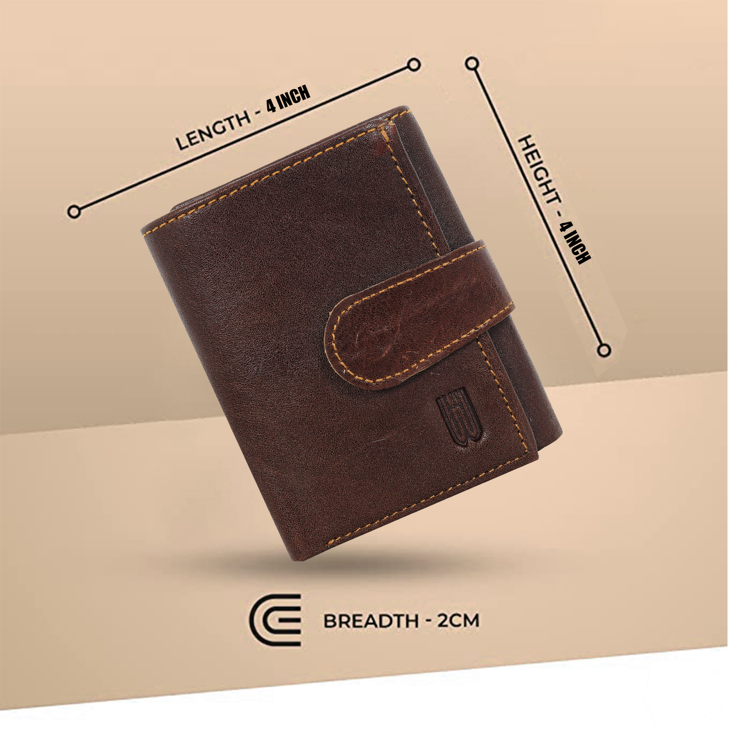 Genuine leather Men 3 fold wallet  (BROWN)-asset-626