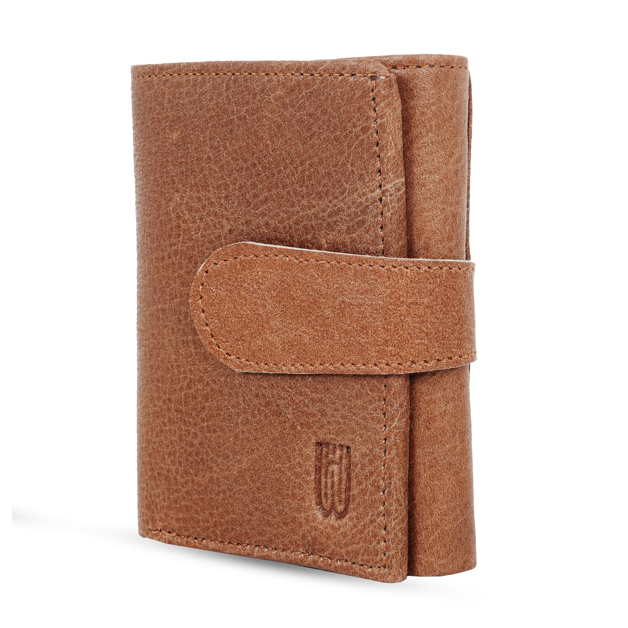 Genuine leather 3 fold wallet with 7 card slots ( TAN)-asset-642