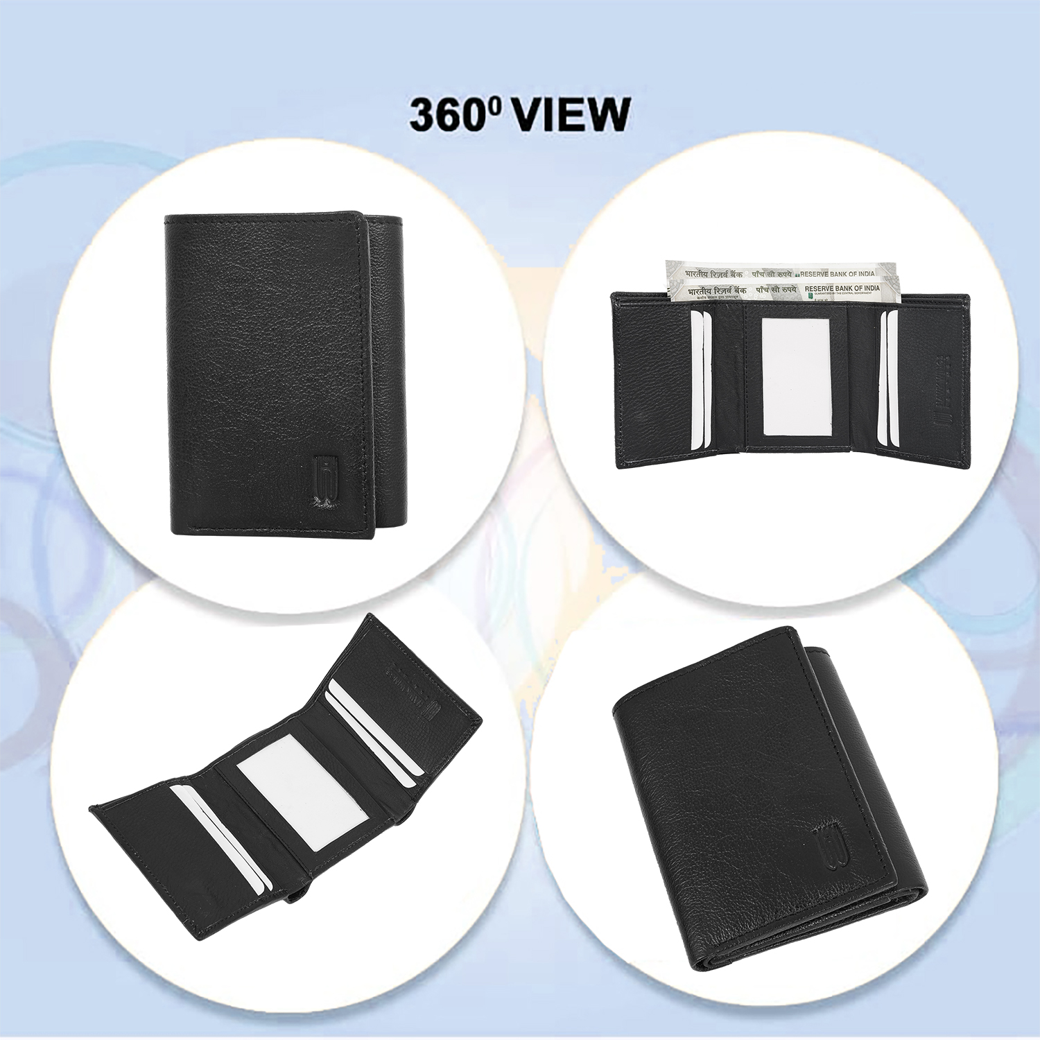 Genuine leather men wallet with 7 card slots (BLACK)-asset-634