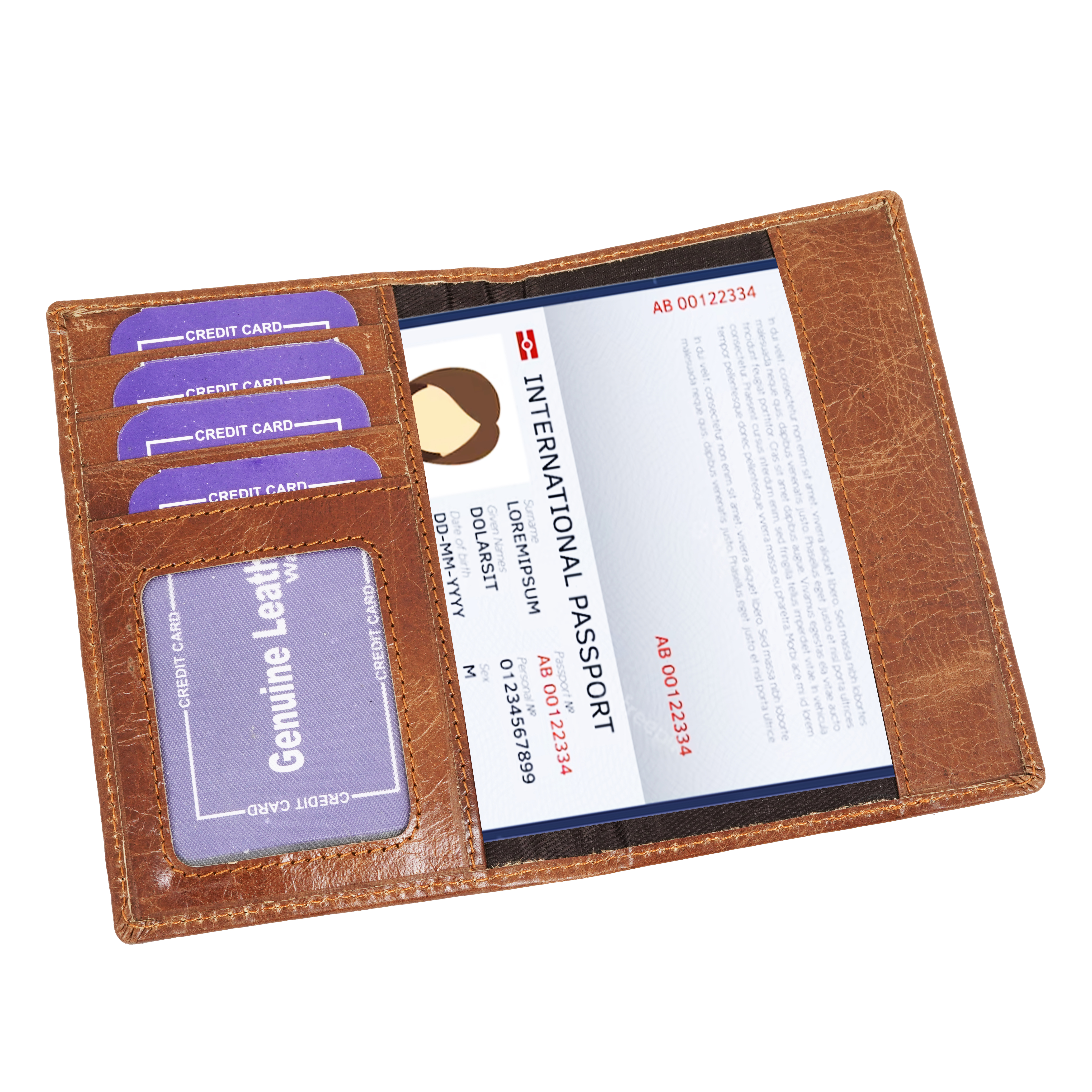  Genuine Leather  Card Holder||Travel Passport Holder (TAN)-asset-583
