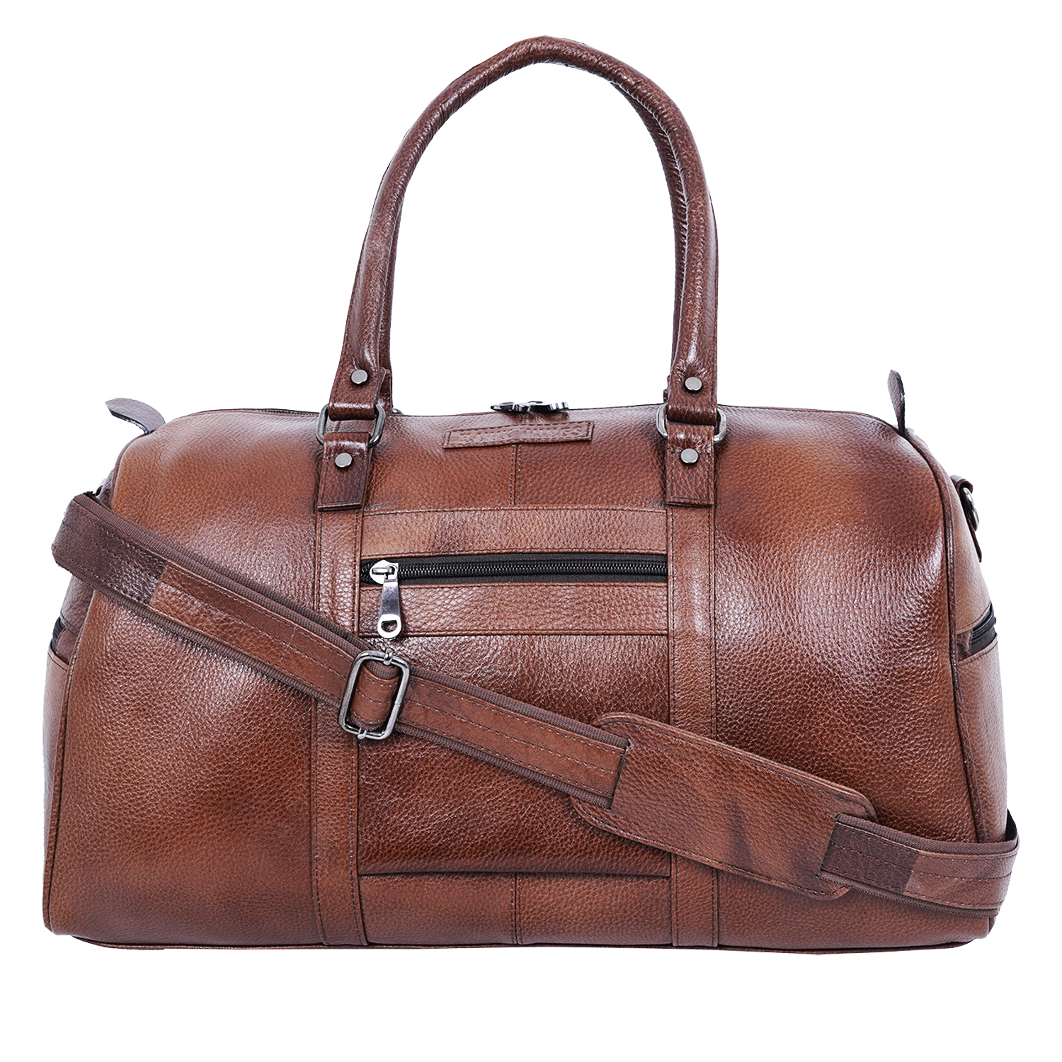 Leather Travel Duffle Bag for Men Women - Leather Duffel Carry on Overnight Weekender Bags Tan