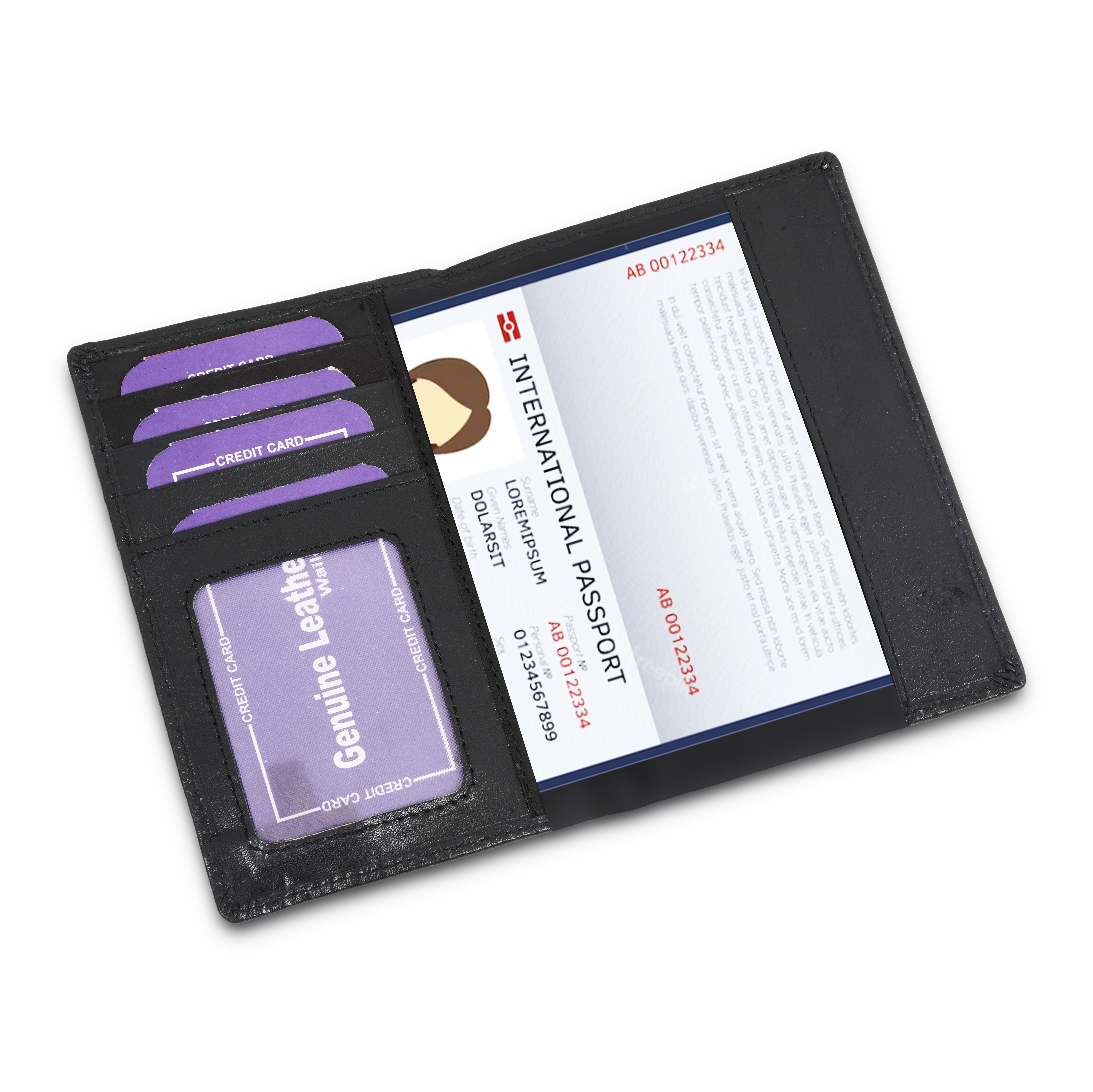  Genuine Leather  Card Holder||Travel Passport Holder (BLACK)-asset-597
