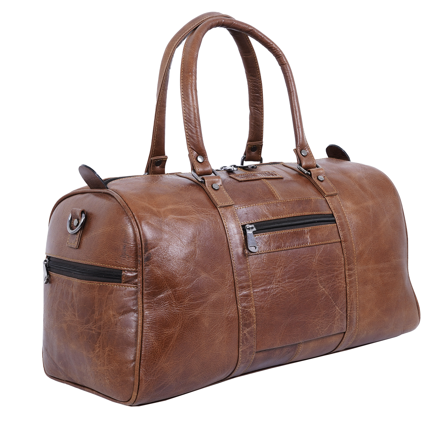 Leather Travel Duffle Bag for Men Women - Leather Duffel Carry on Overnight Weekender Bags (Crunch Tan)-asset-188
