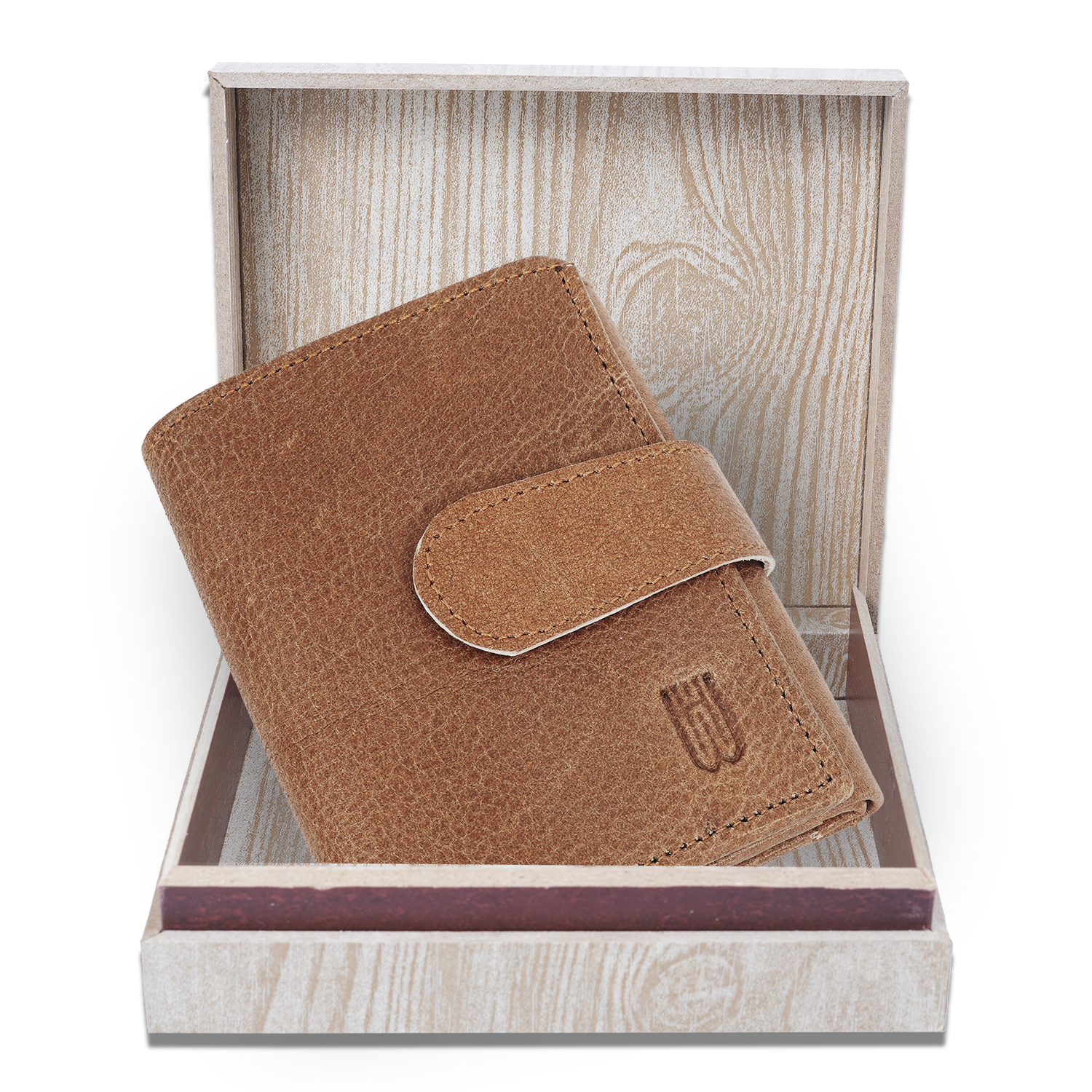 Genuine leather 3 fold wallet with 7 card slots ( TAN)-asset-650