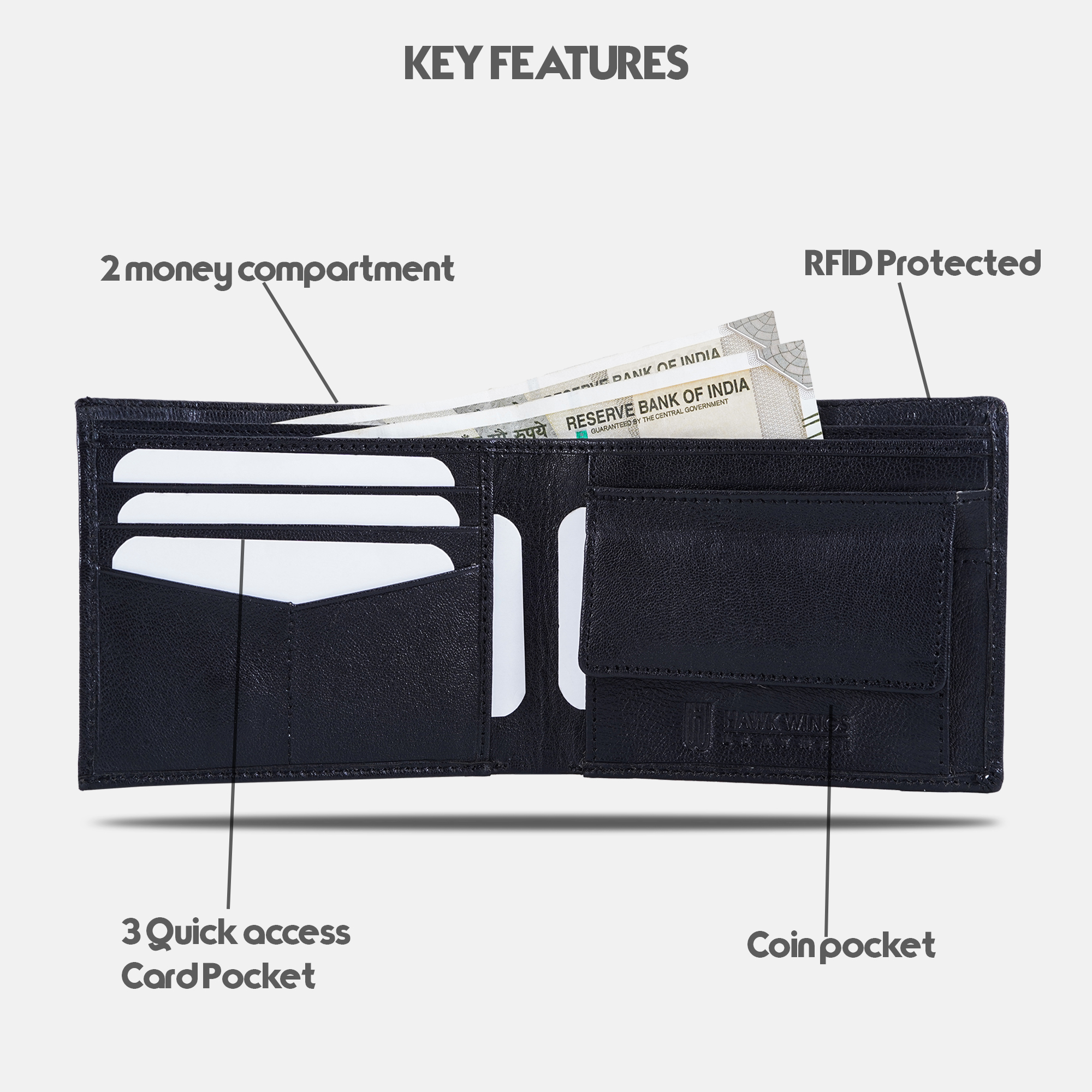 Leather Belt Wallet Combo For Men Black-asset-679