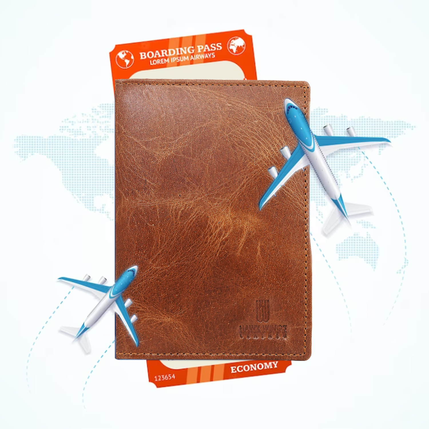  Genuine Leather  Card Holder||Travel Passport Holder (TAN)