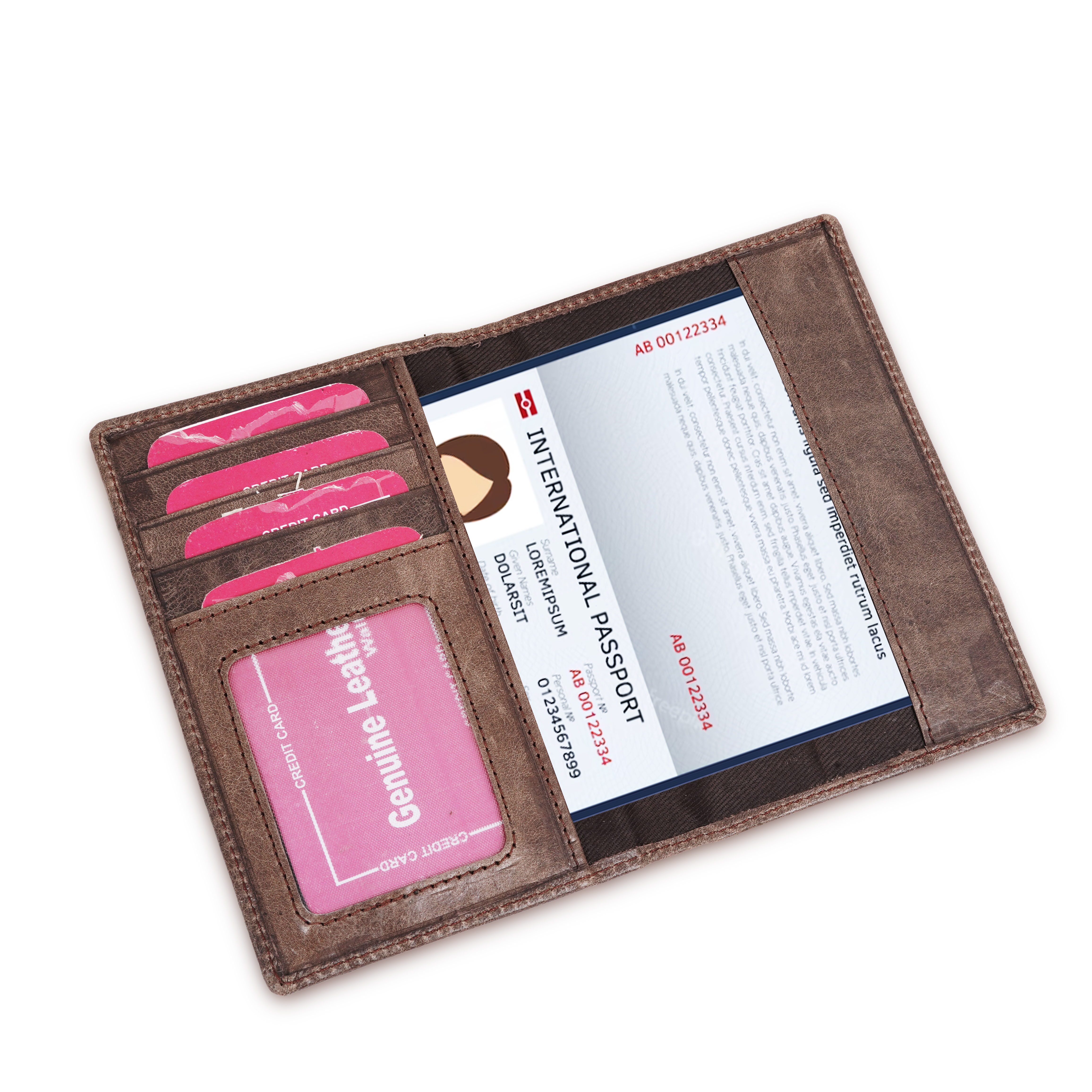 Genuine Leather  Card Holder||Travel Passport Holder||Travel Document Holder||Passport Cover For Men&Women ( BROWN)-asset-604