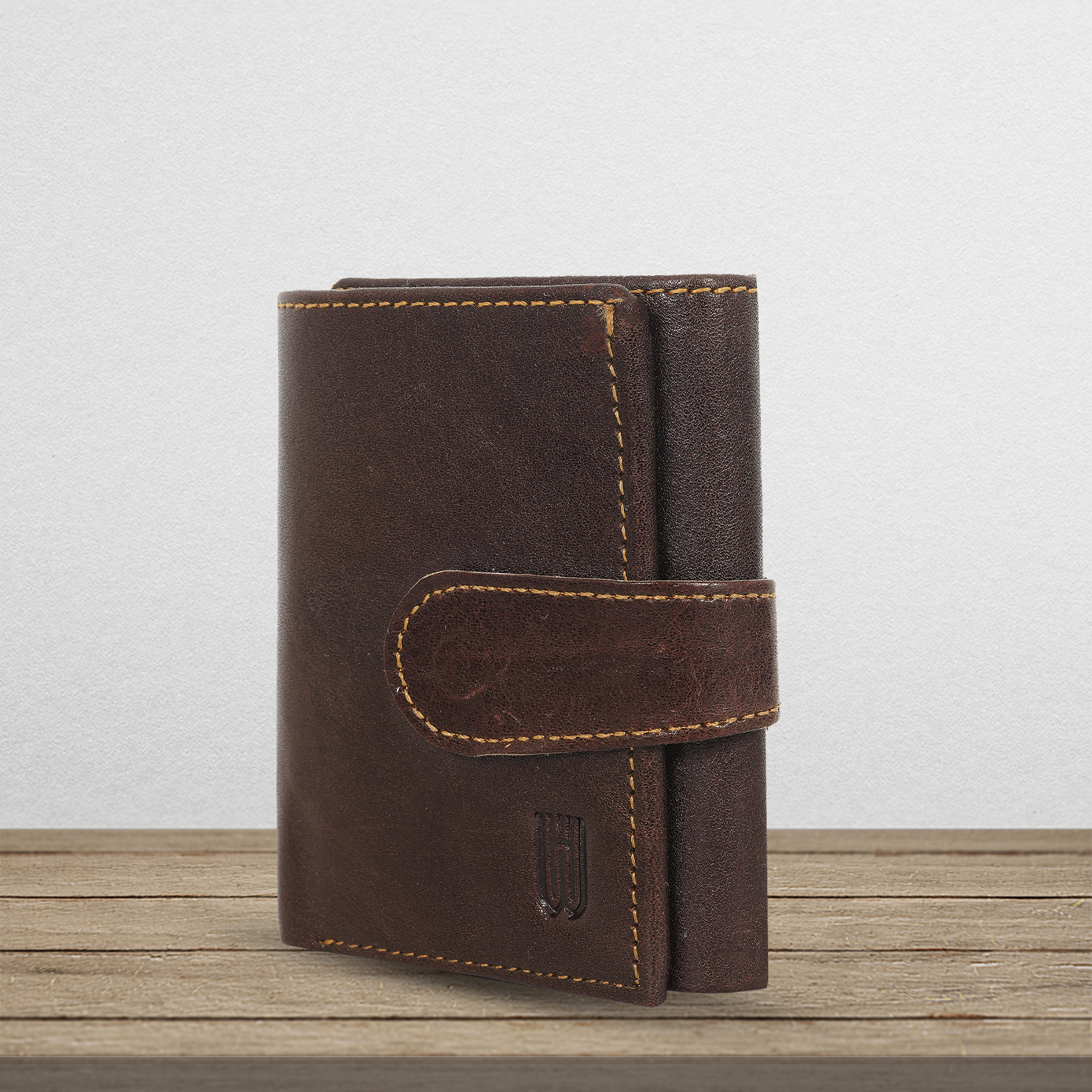 Genuine leather Men 3 fold wallet  (BROWN)-asset-627