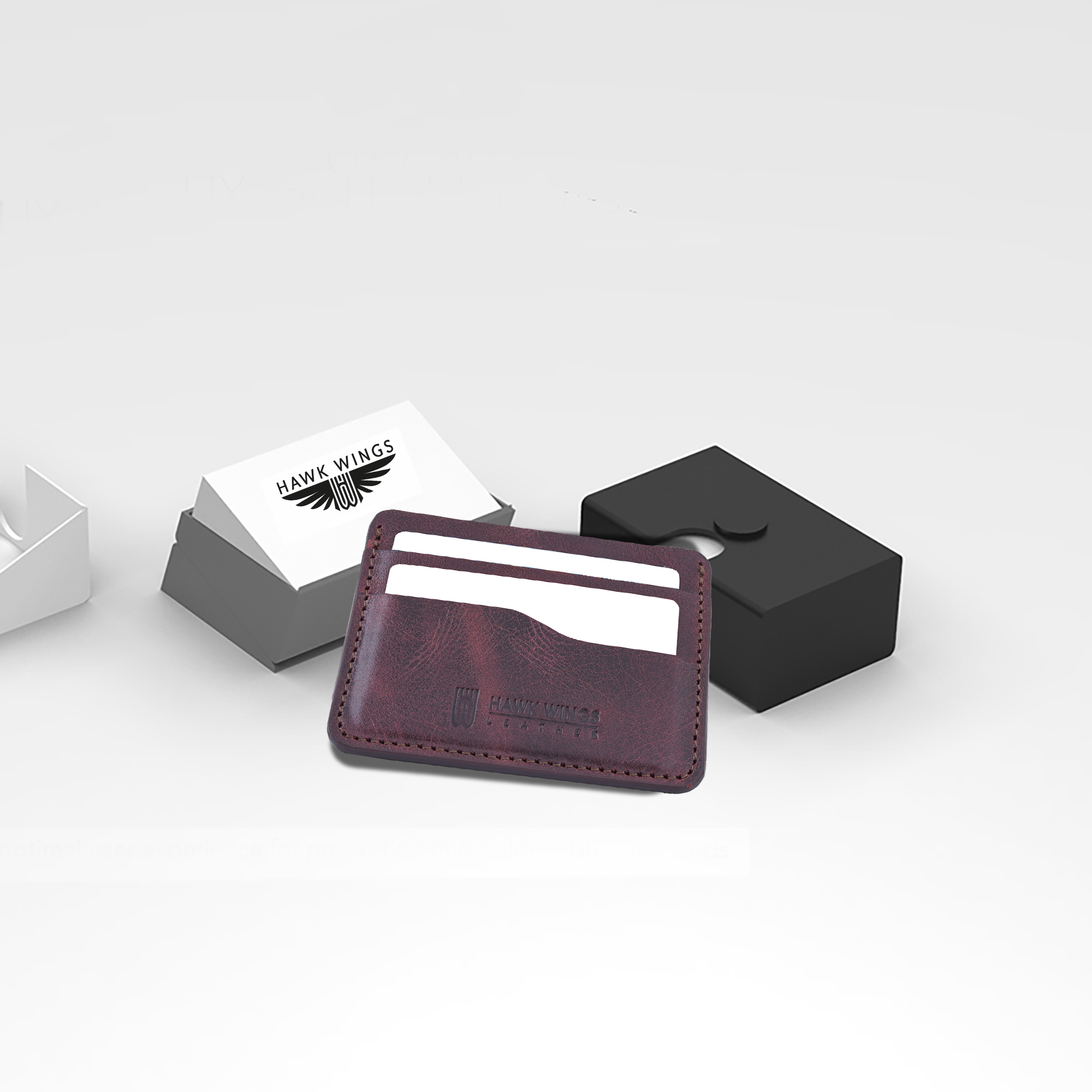 Genuine Leather Credit Card Holder (Maroon)-asset-304