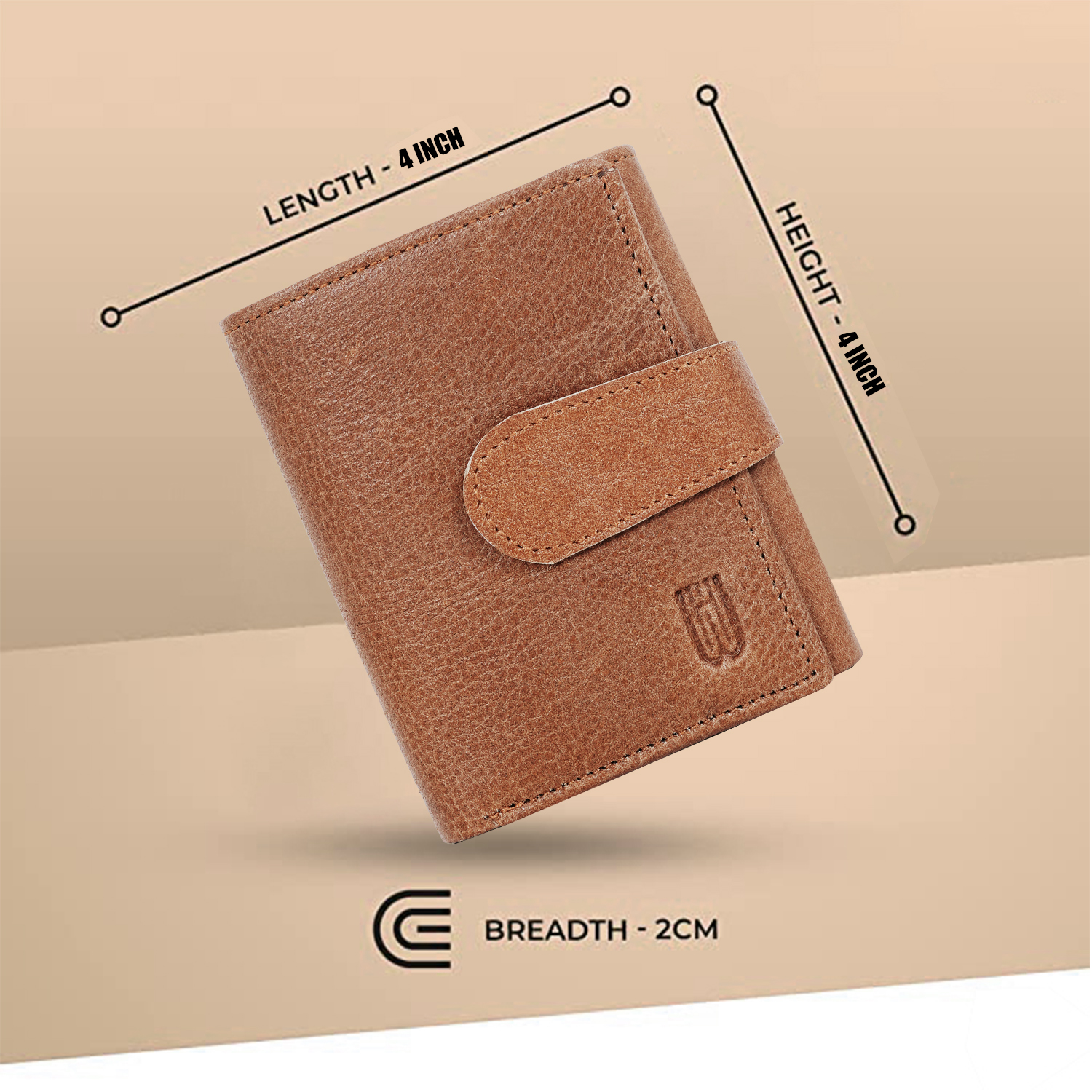 Genuine leather 3 fold wallet with 7 card slots ( TAN)-asset-646