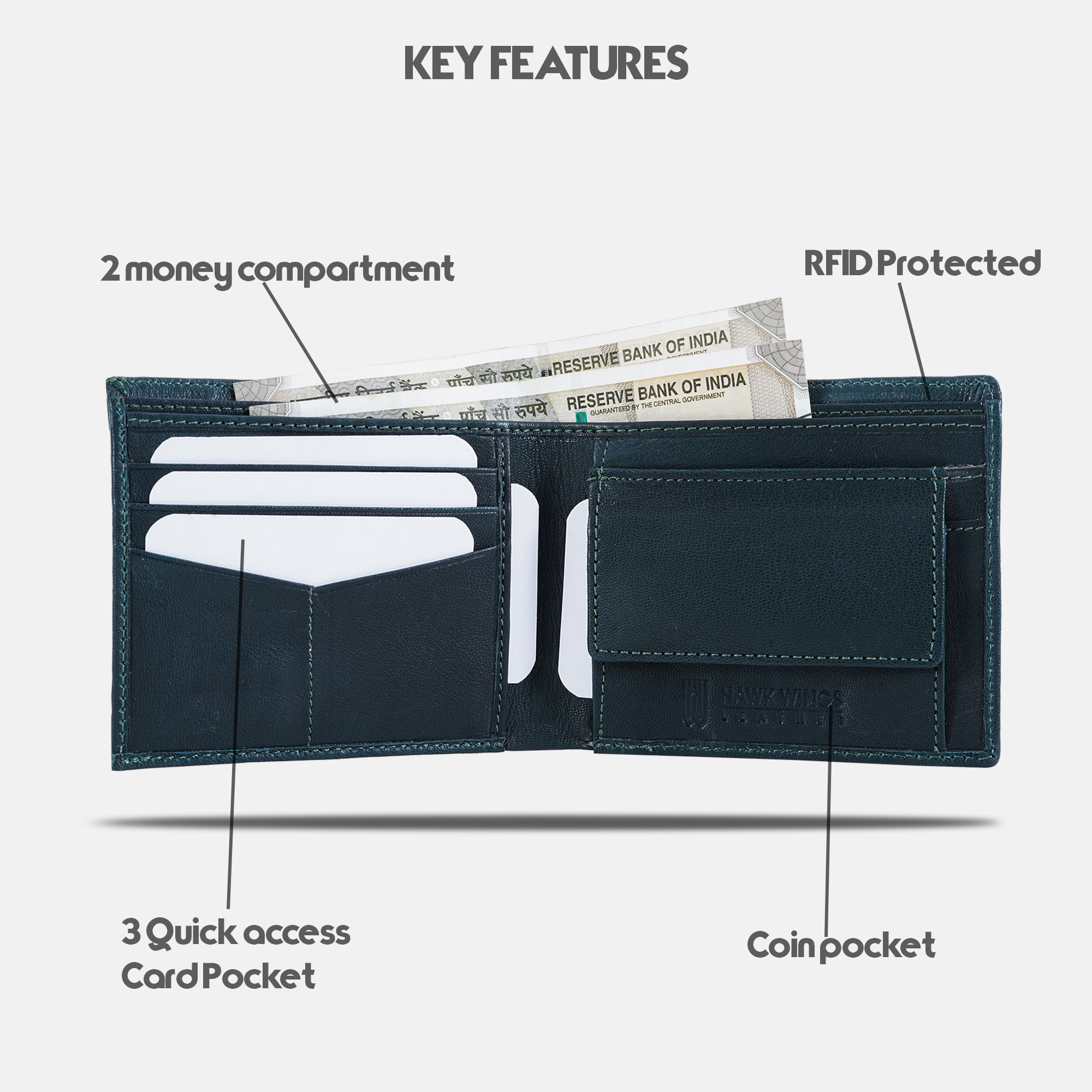 Leather Belt Wallet Combo For Men Green-asset-665