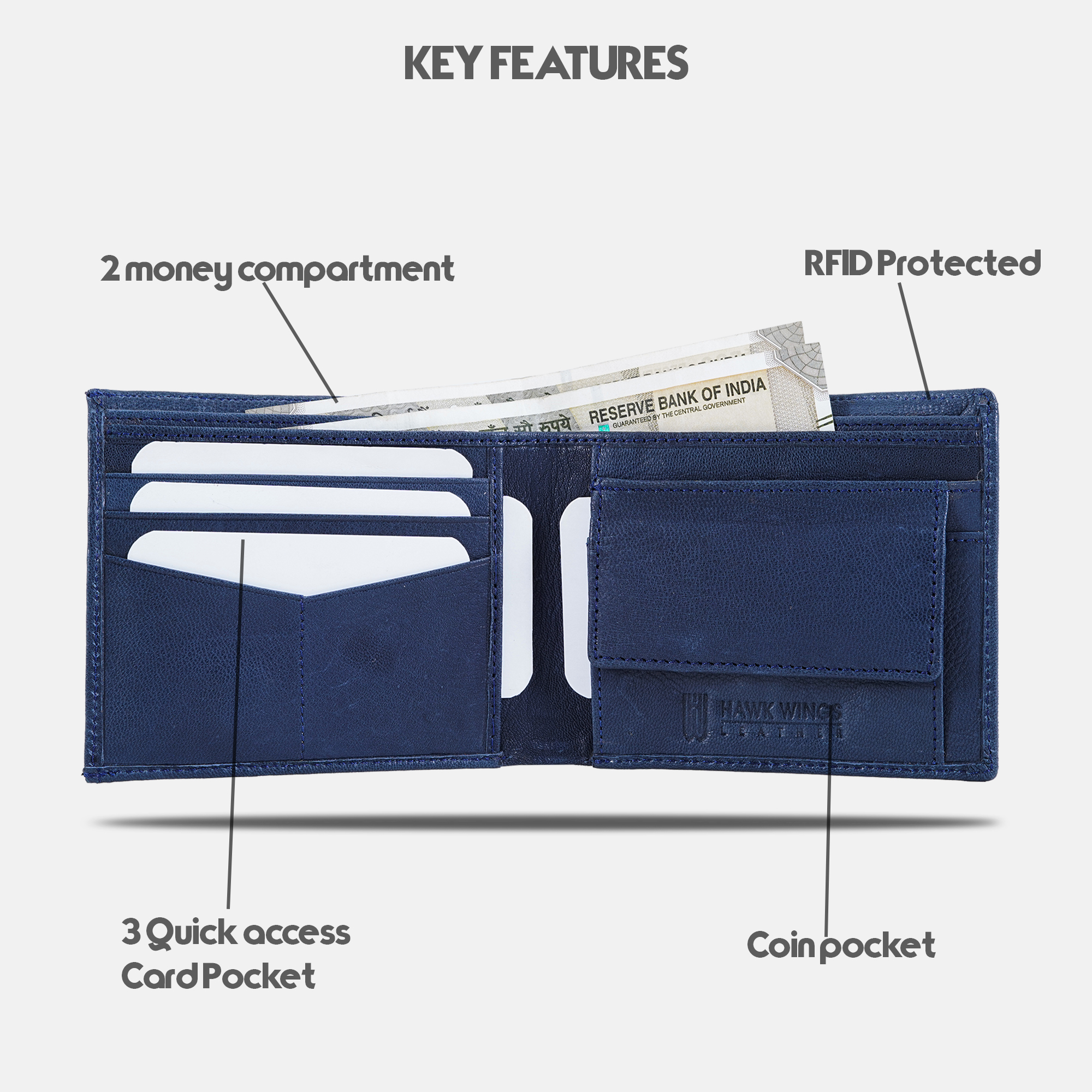 Leather Belt Wallet Combo For Men Blue-asset-676